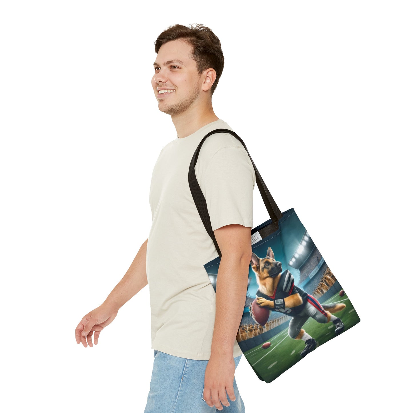 German Shepherd Playing Football Tote Bag