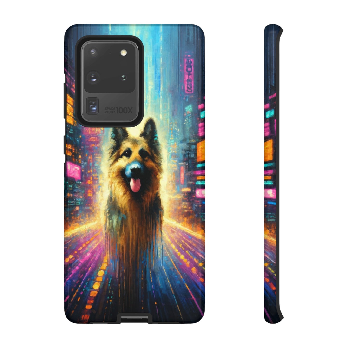 Impressionism meets cyberpunk German Shepherd Phone Case