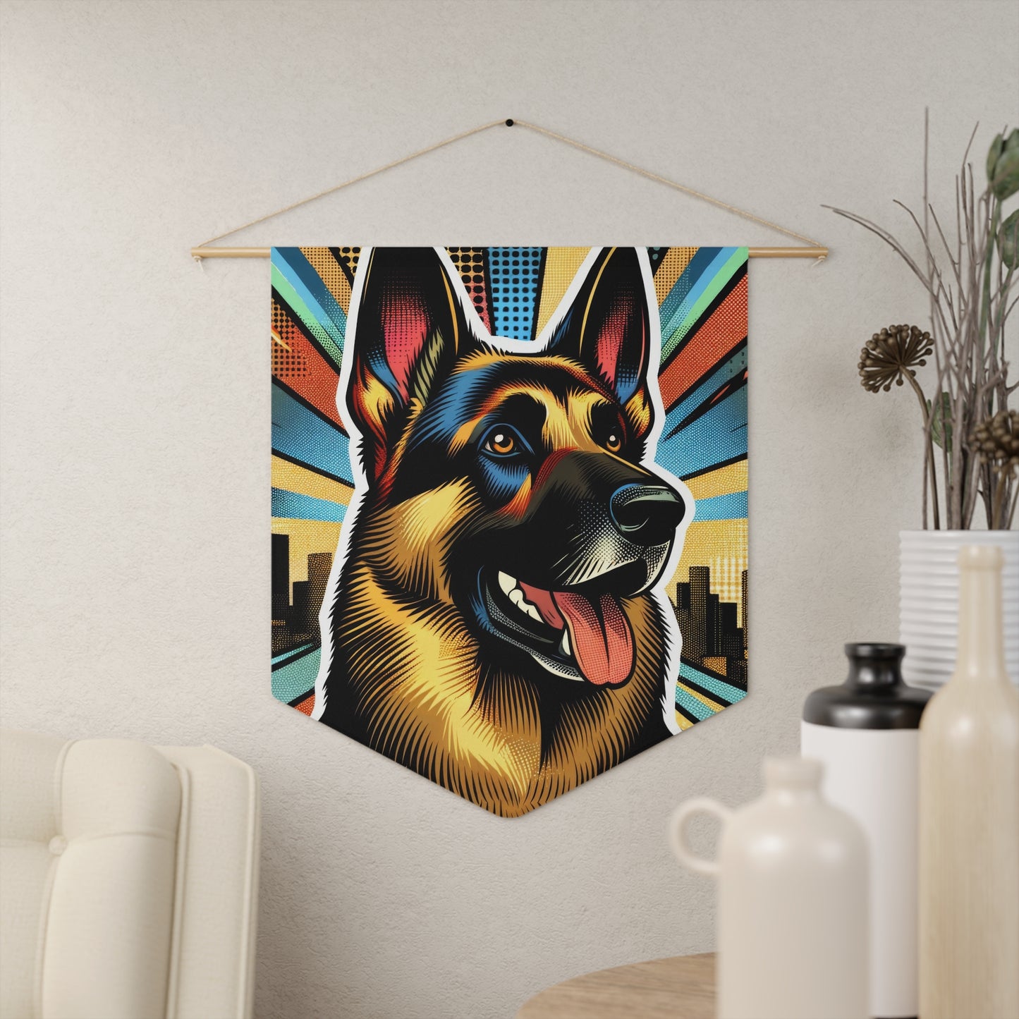 Comic style German Shepherd Pennant