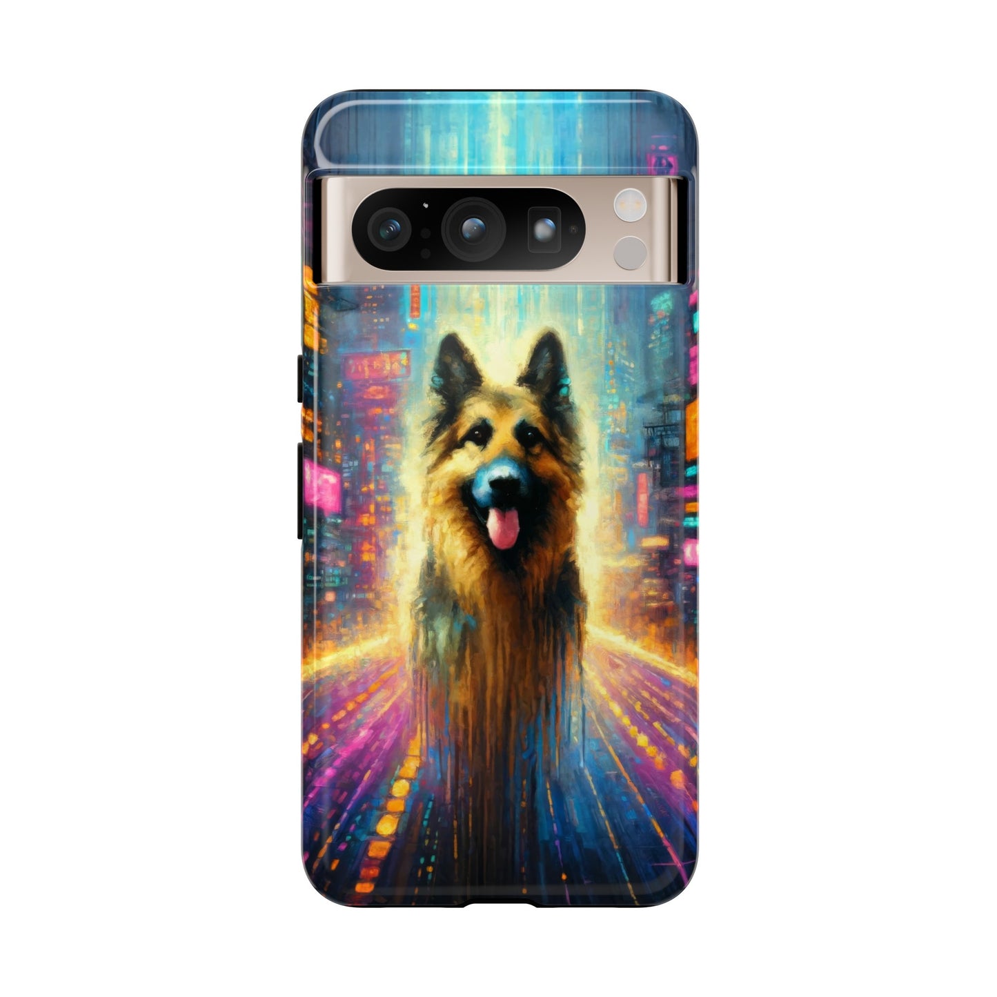 Impressionism meets cyberpunk German Shepherd Phone Case