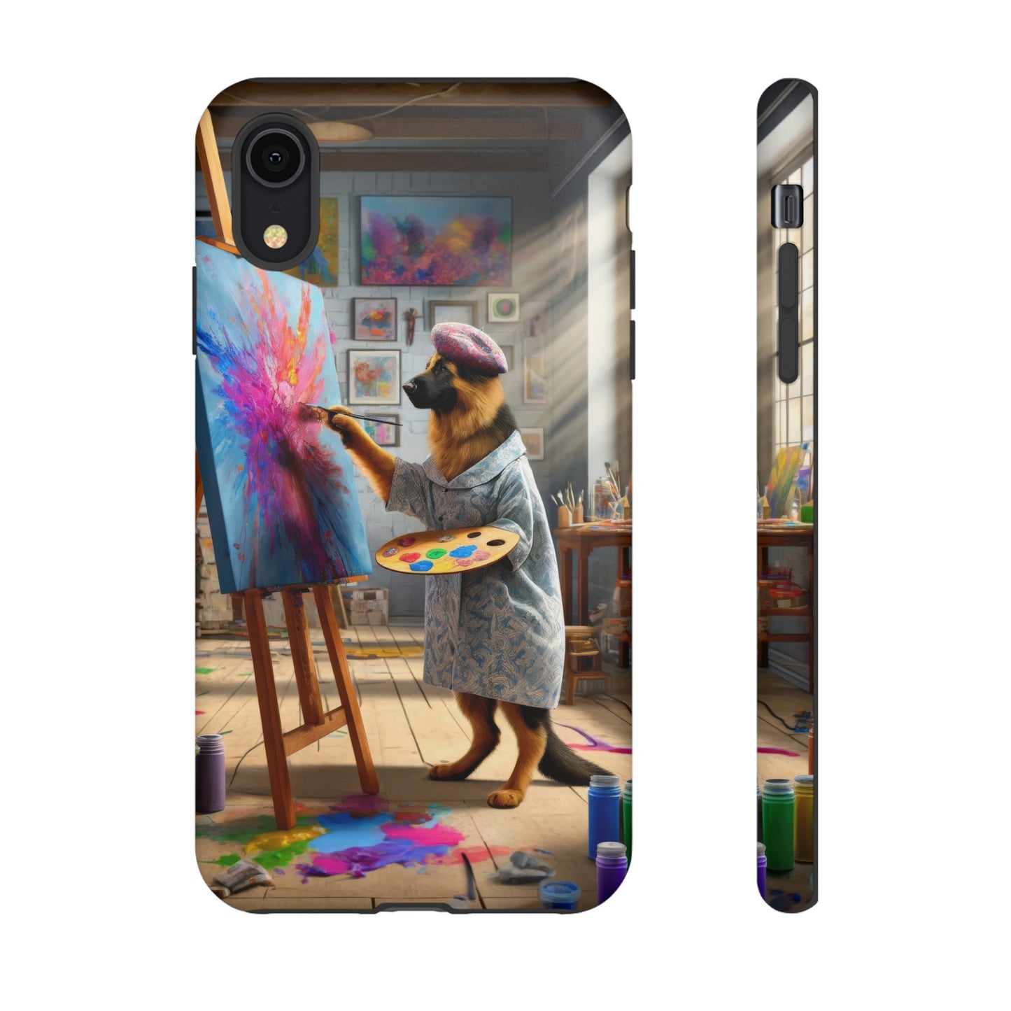 German Shepherd Painting on a Canvas Phone Case