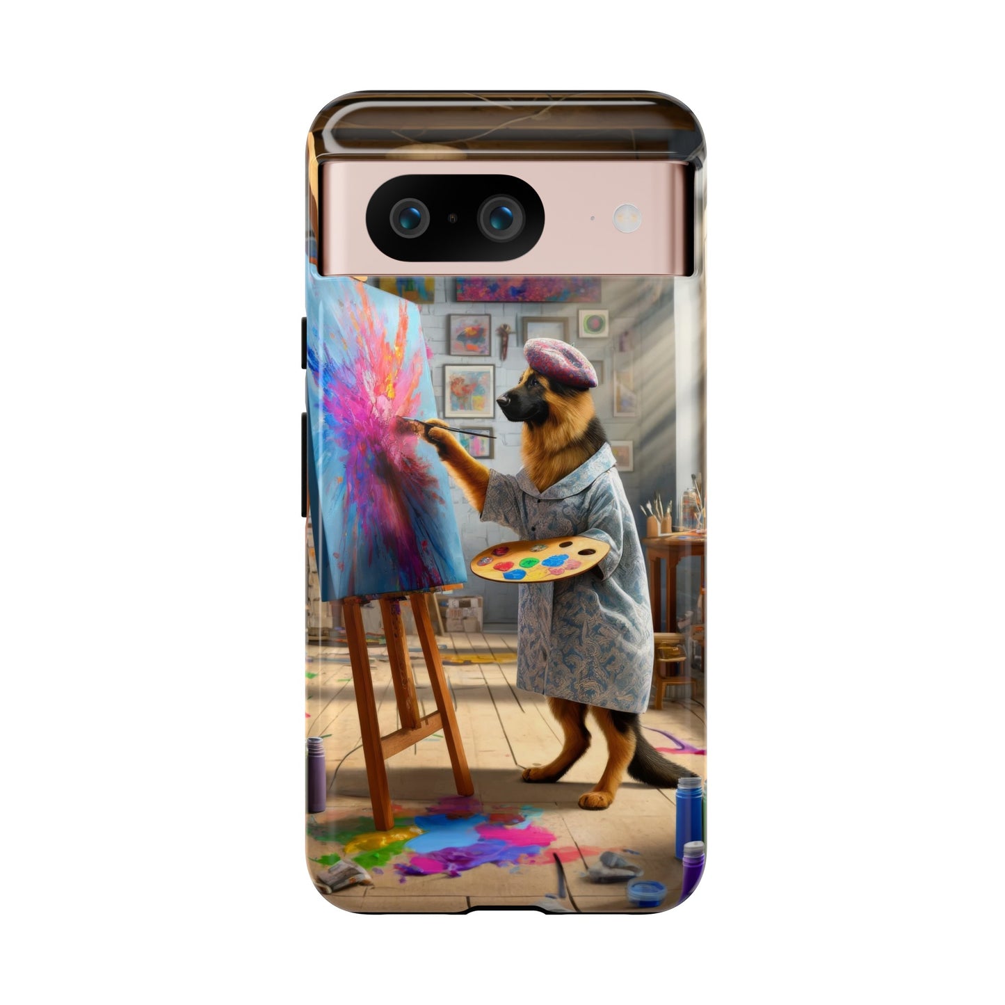 German Shepherd Painting on a Canvas Phone Case