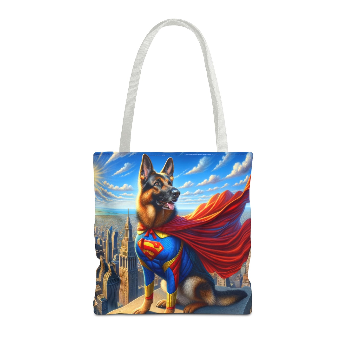 German Shepherd Superhero Tote Bag