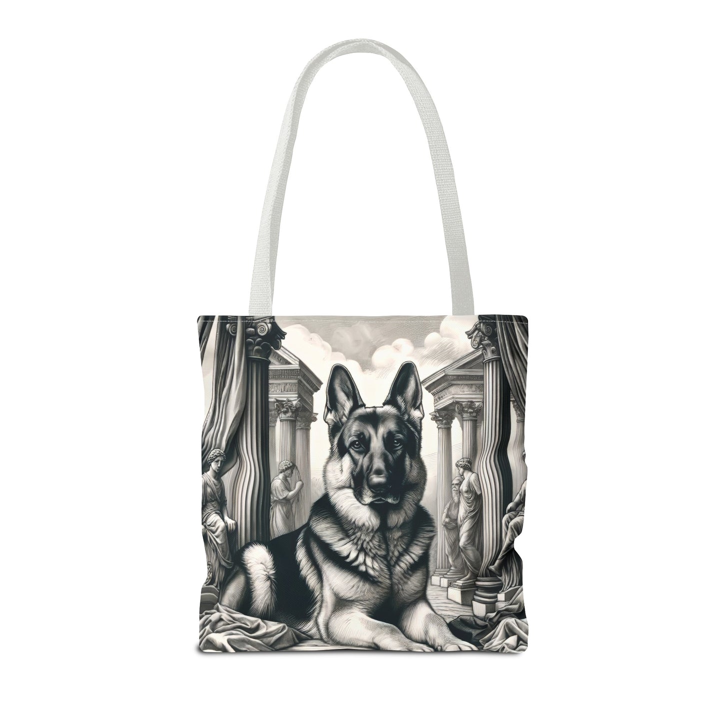 Etching and greco-roman German Shepherd Tote Bag