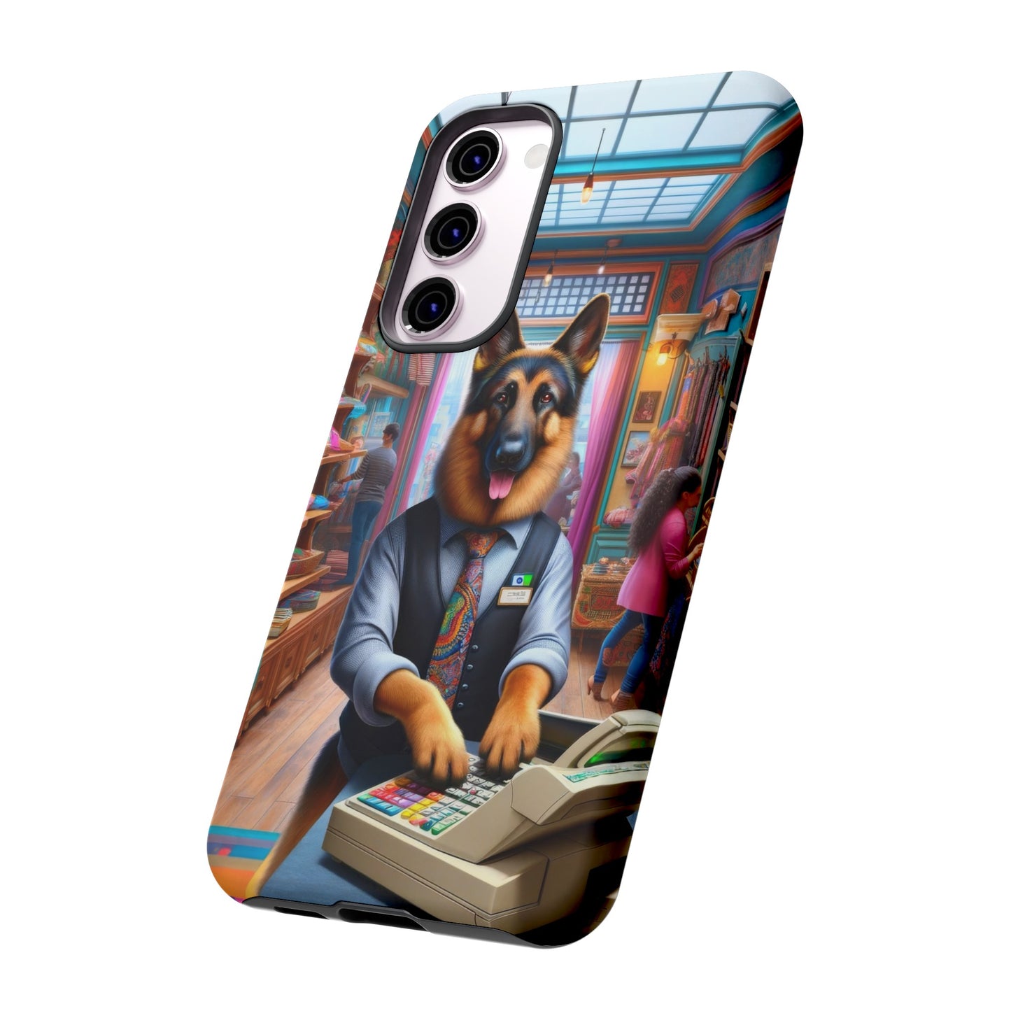 German Shepherd Operating a Cash Register Phone Case