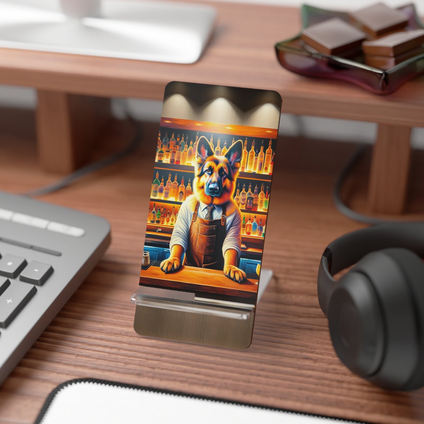 German Shepherd Tending a Bar Smartphone Stand