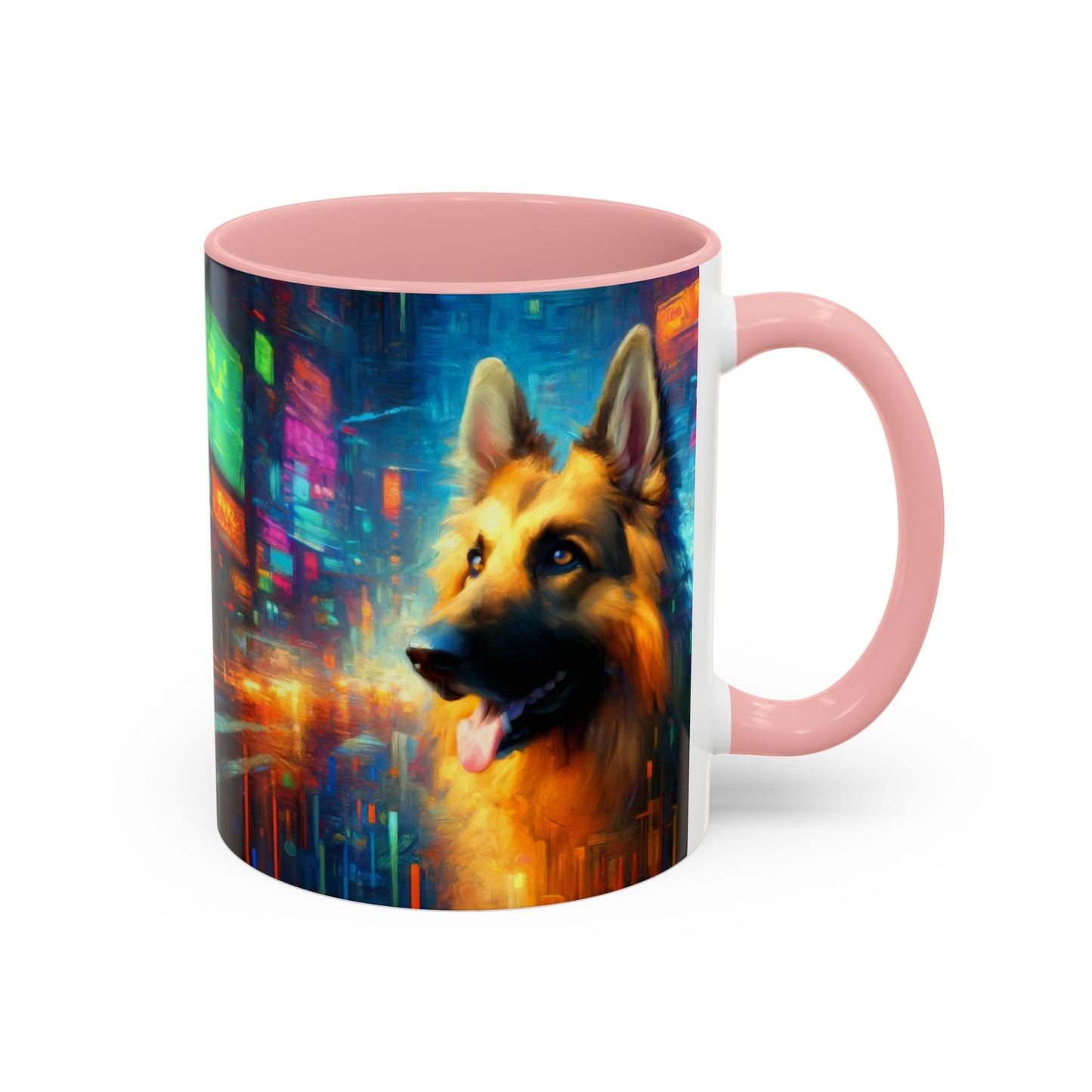 Impressionism meets cyberpunk German Shepherd Coffee Mug