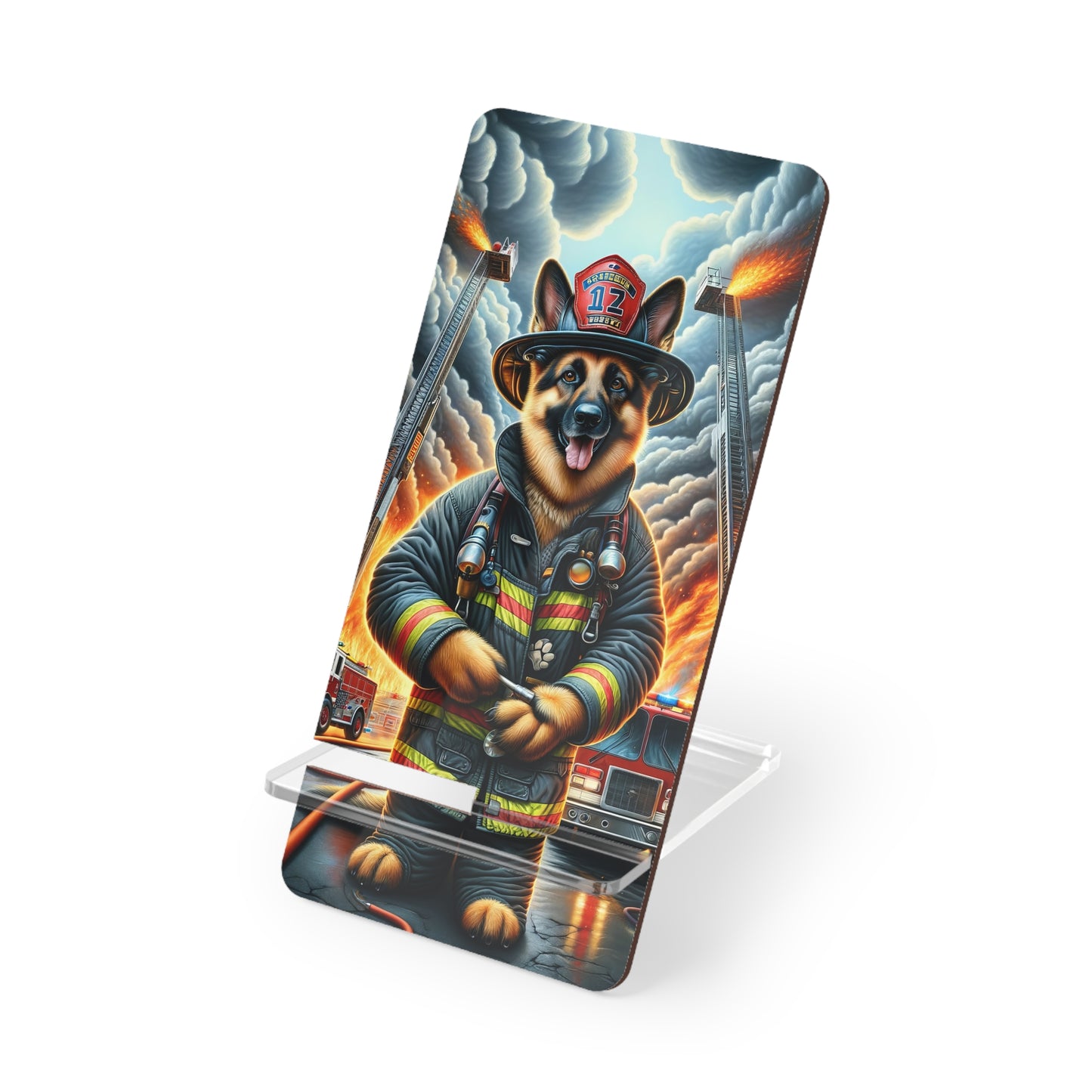 German Shepherd Working as a Fireman Smartphone Stand