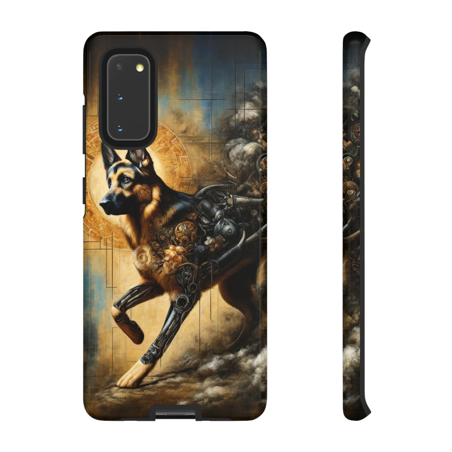 Byzantine, charcoal, and cybernetic German Shepherd Phone Case