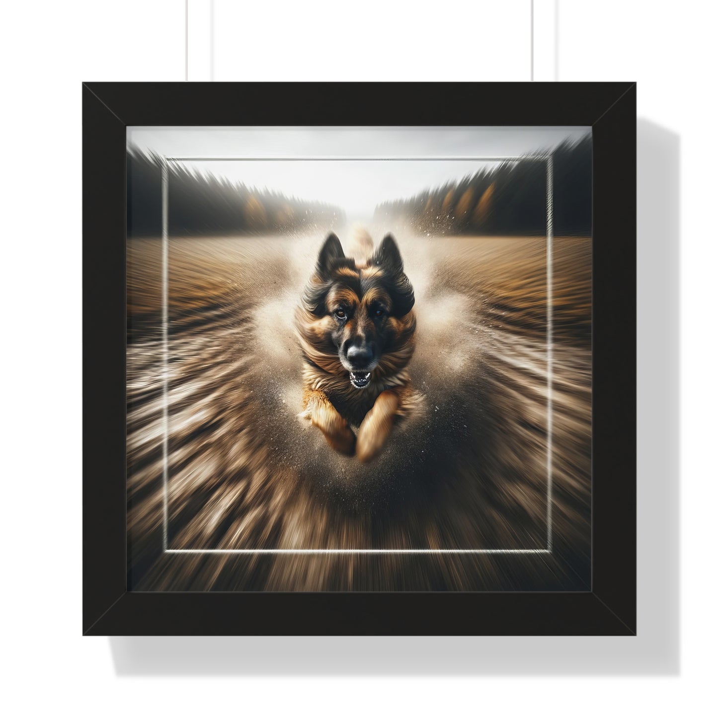 Motion blur German Shepherd Framed Poster Painting 16x16