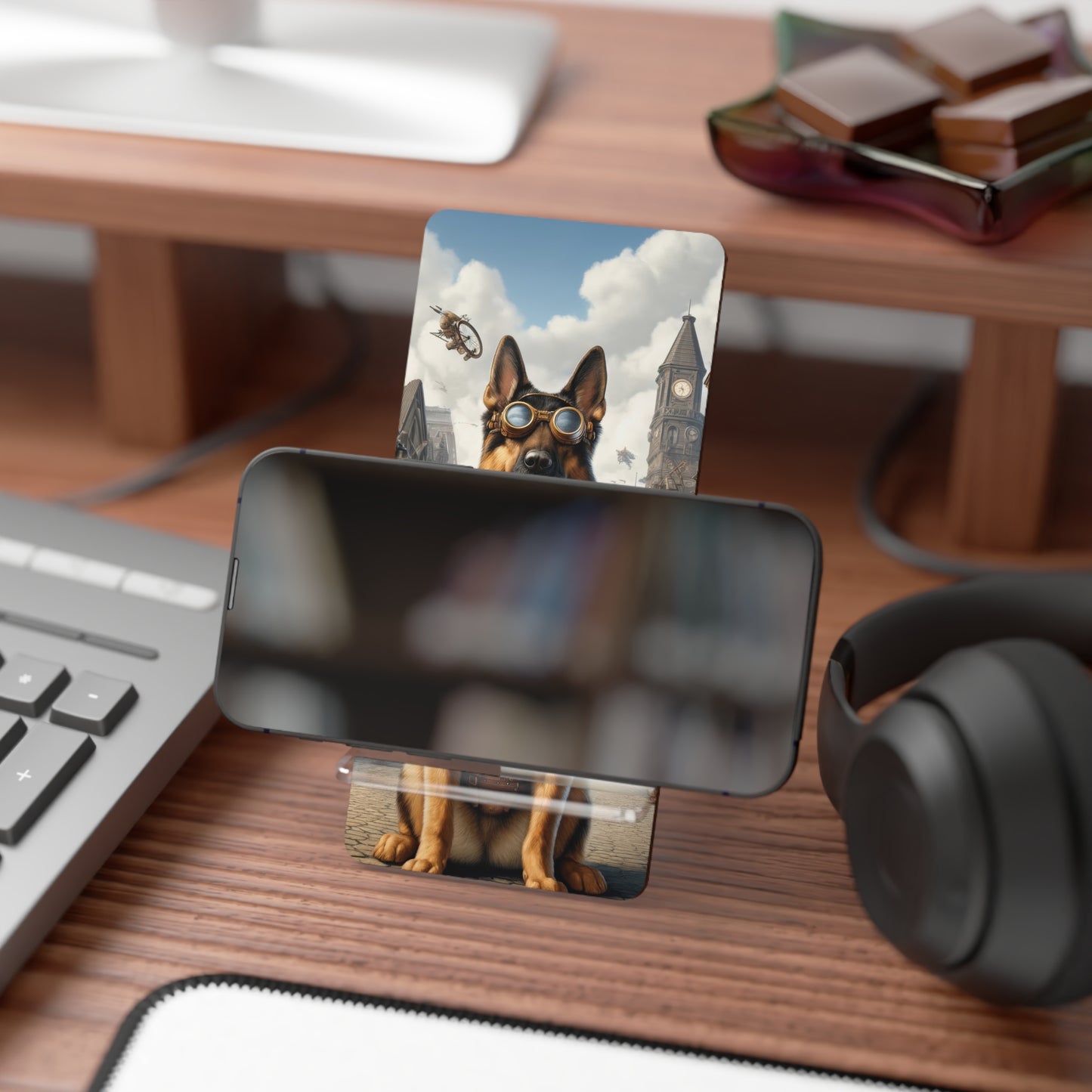 Realism and steampunk German Shepherd Smartphone Stand