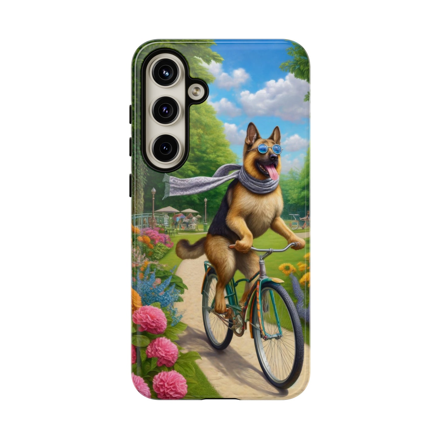 German Shepherd Riding a Bicycle Phone Case