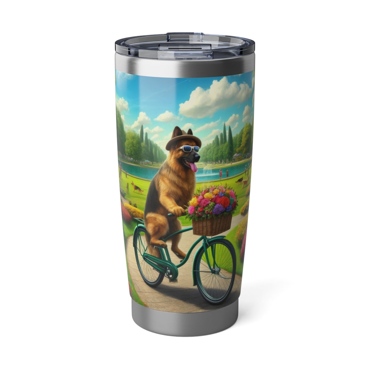 German Shepherd Riding a Bicycle 20oz Tumbler