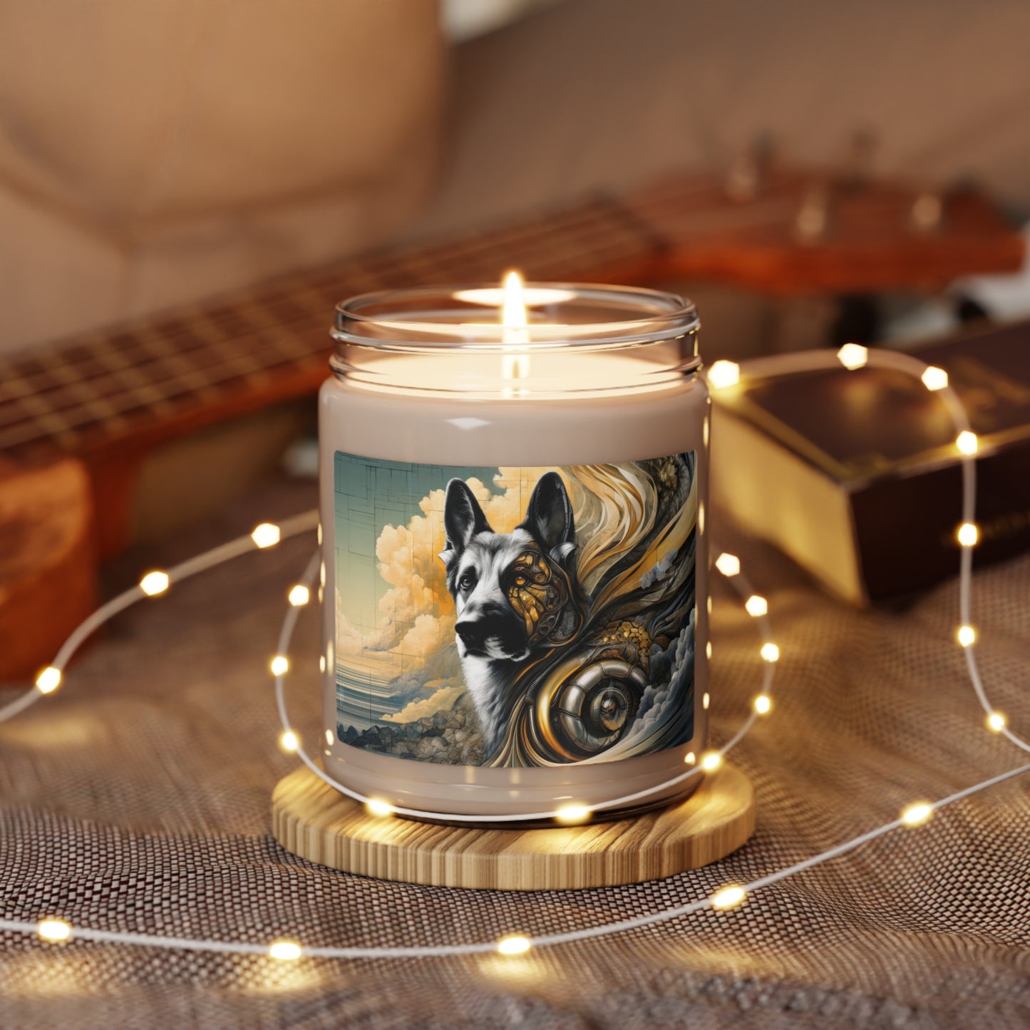 Byzantine, charcoal, and cybernetic German Shepherd Scented Soy Candle, 9oz