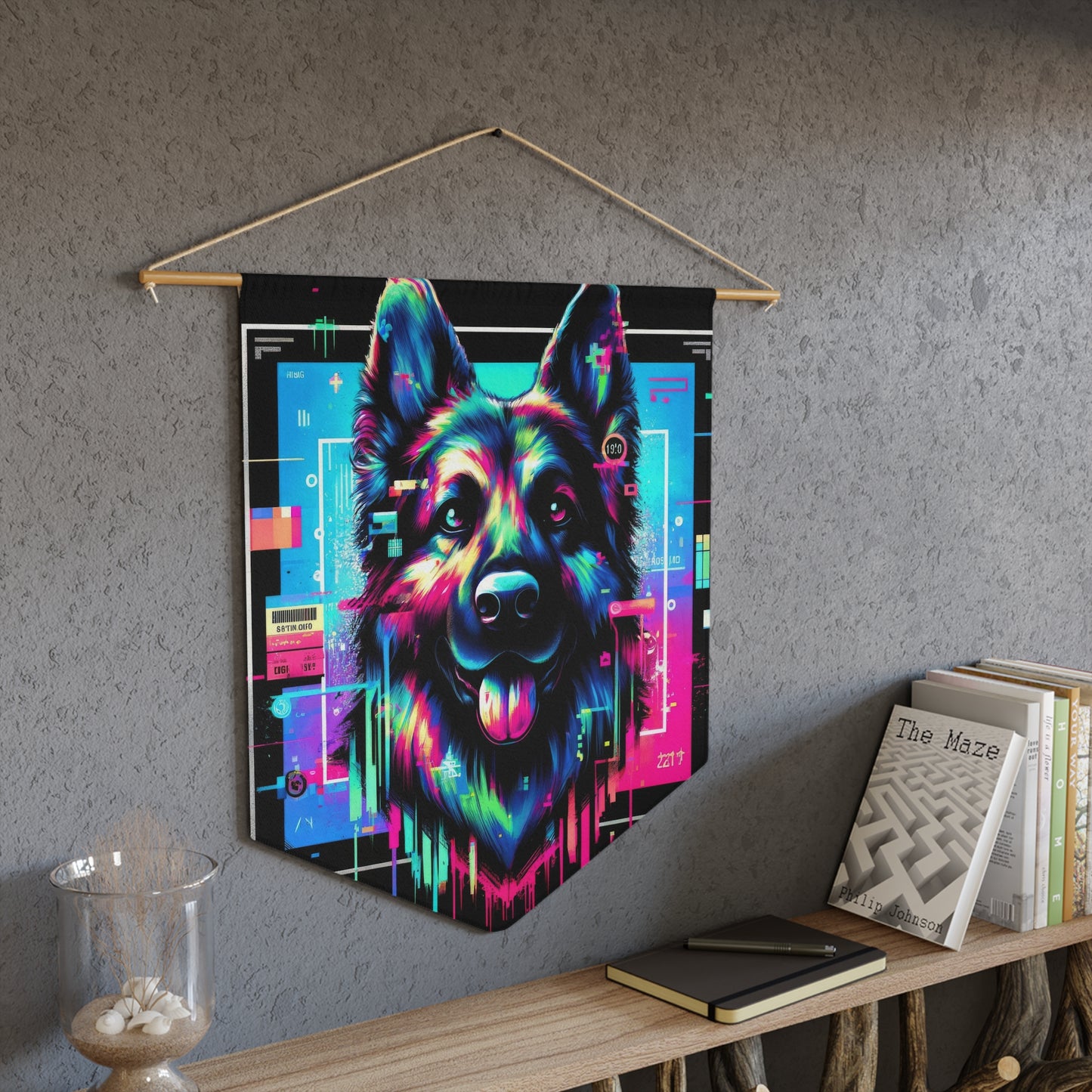 Neon graffiti German Shepherd Pennant