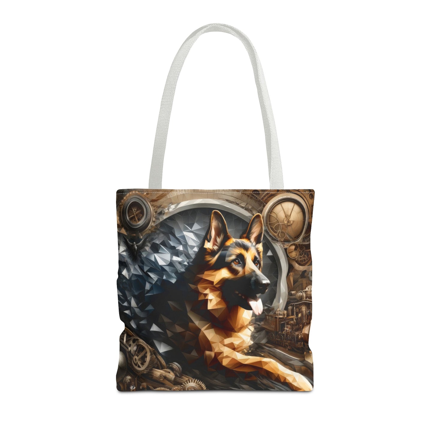 Scratchboard and vaporwave German Shepherd Tote Bag