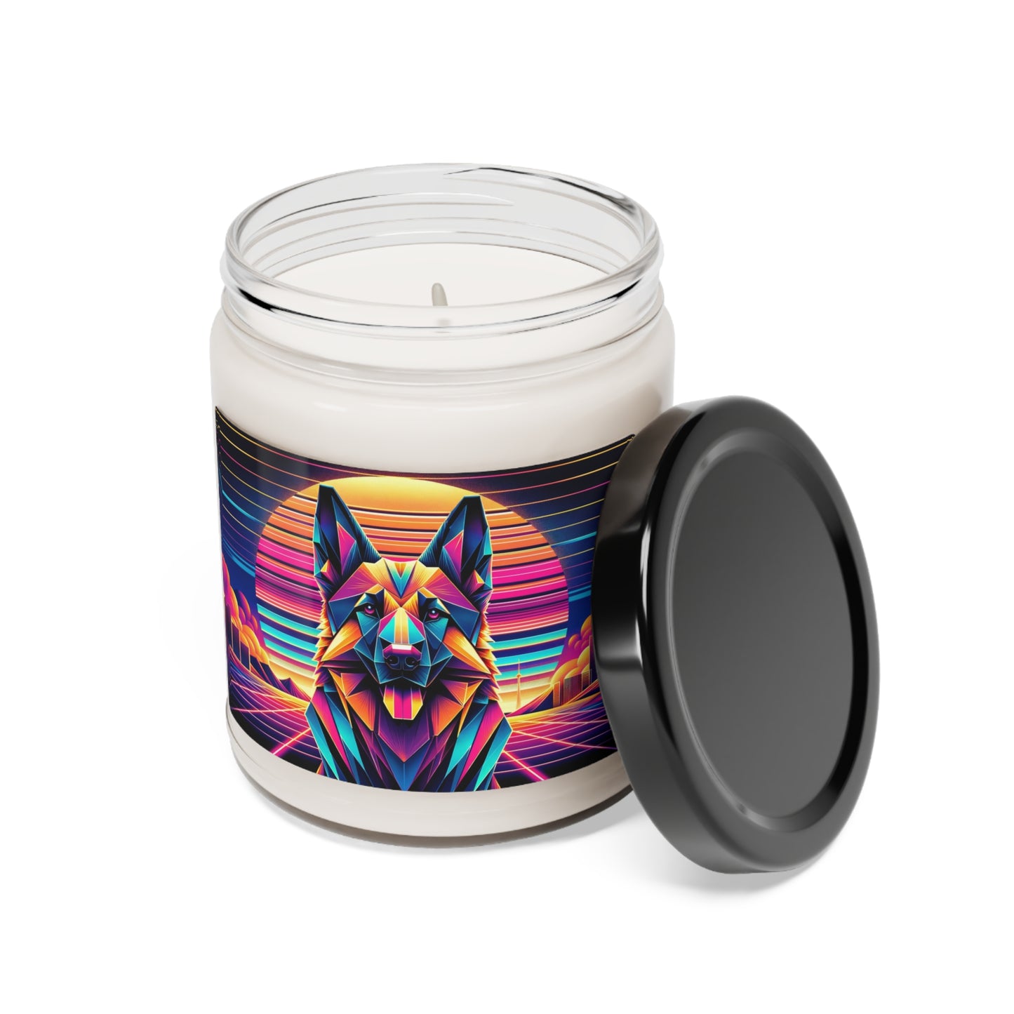 Origami and polyart German Shepherd Scented Soy Candle, 9oz