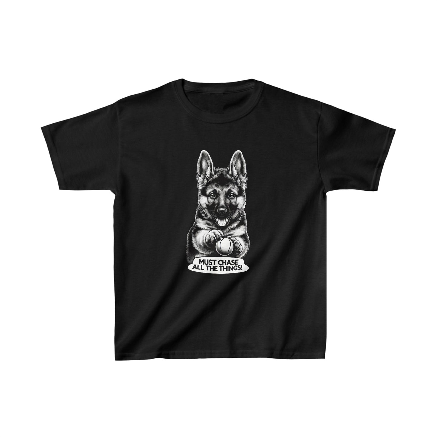 Must Chase all the Things Kids Size T-Shirt (Multi colors) (German Shepherd)