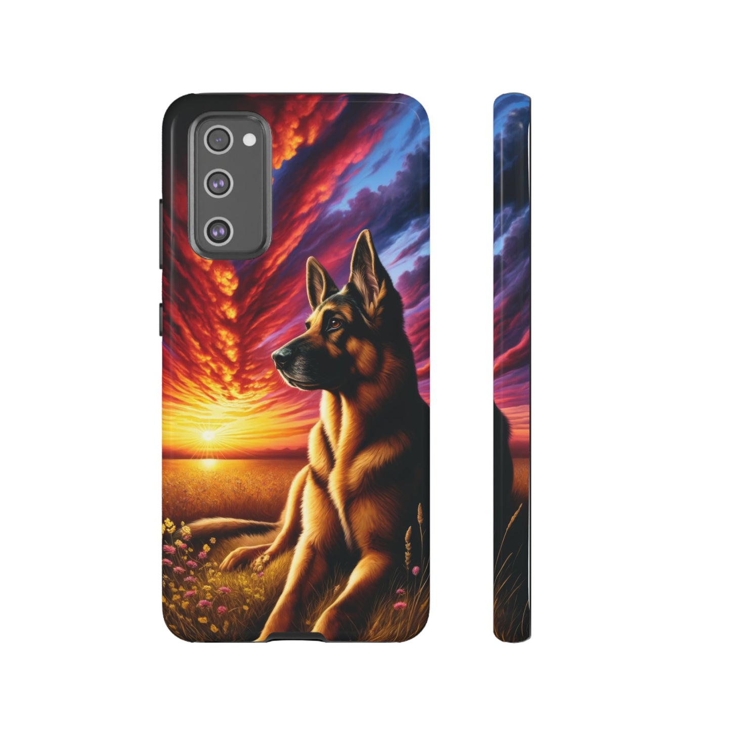 German Shepherd Watching a Sunset Phone Case