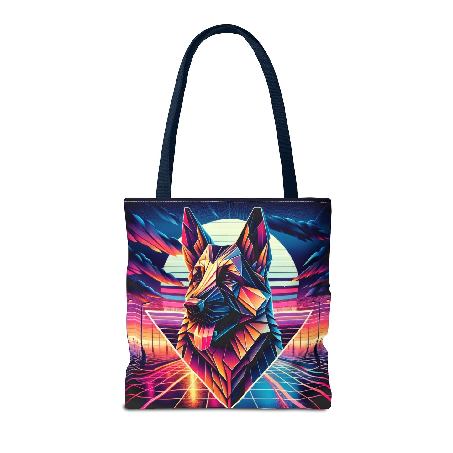 Origami and polyart German Shepherd Tote Bag