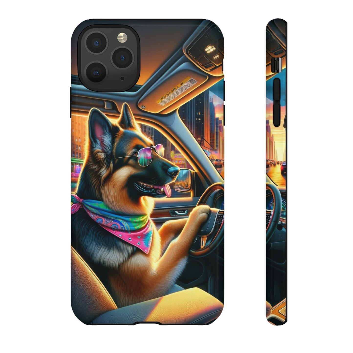 German Shepherd Driving a Car Phone Case