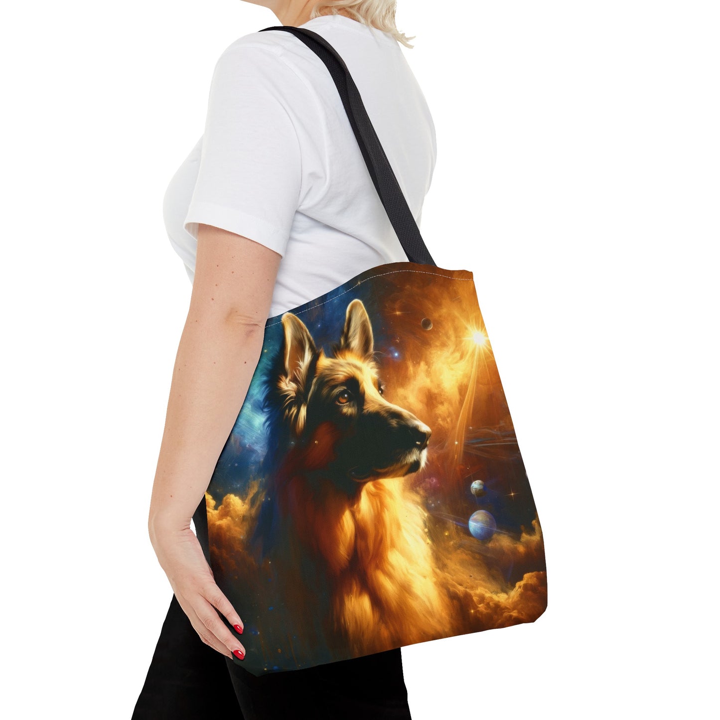 Sci-fi and stars-themed German Shepherd Tote Bag