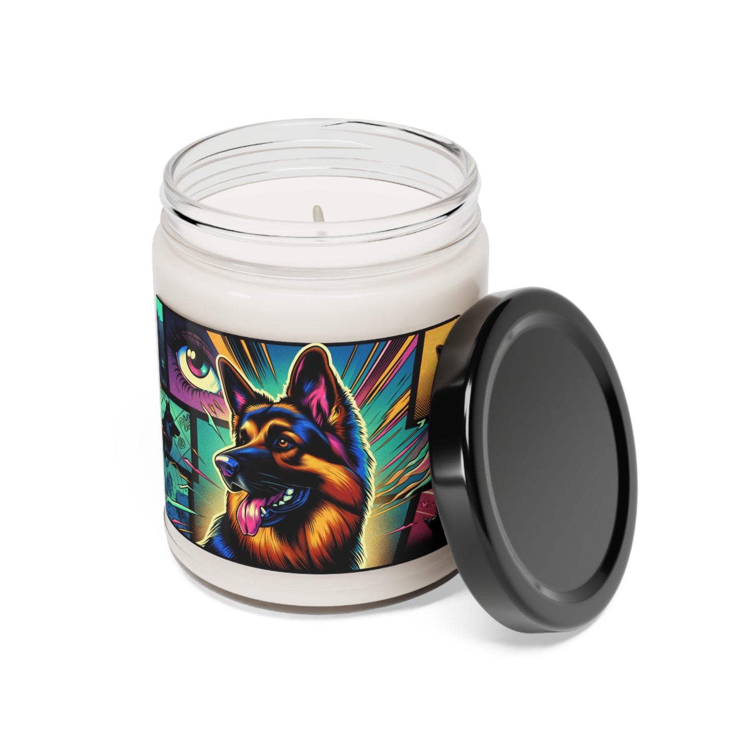 Comic book style German Shepherd Scented Soy Candle, 9oz