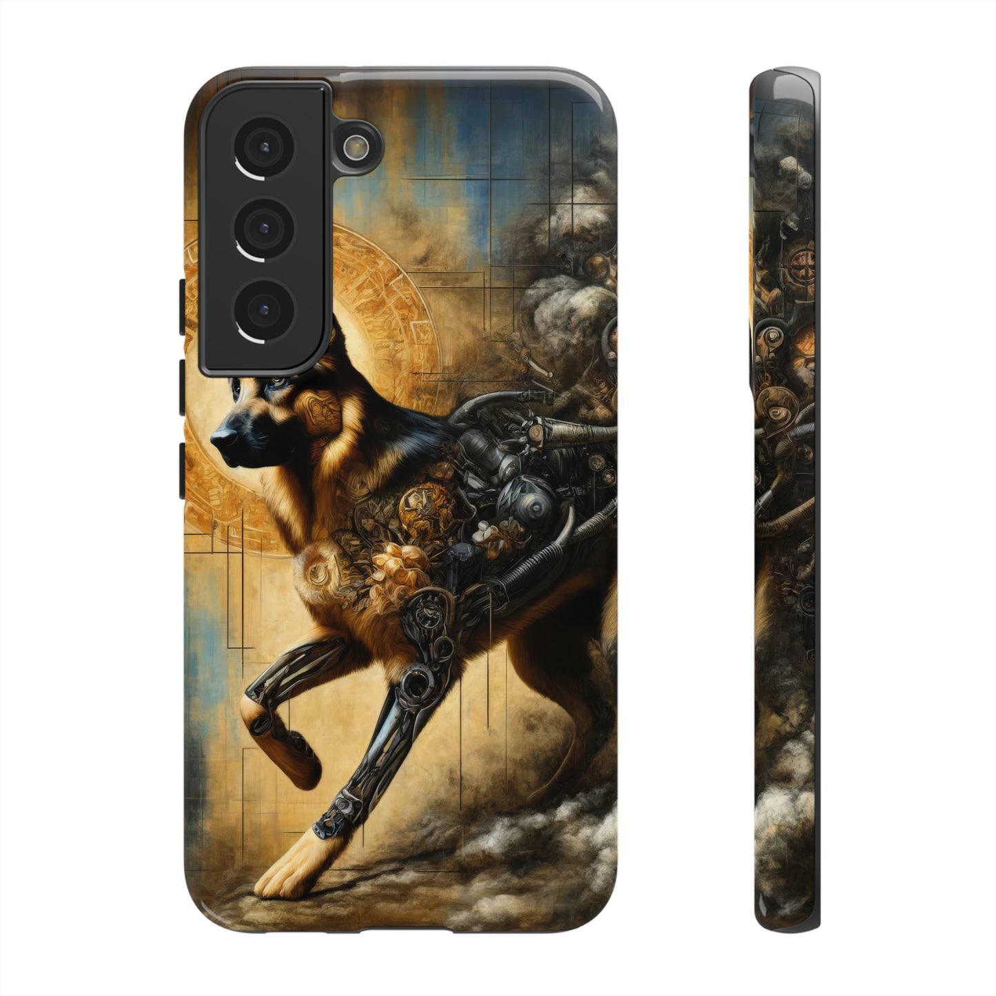 Byzantine, charcoal, and cybernetic German Shepherd Phone Case