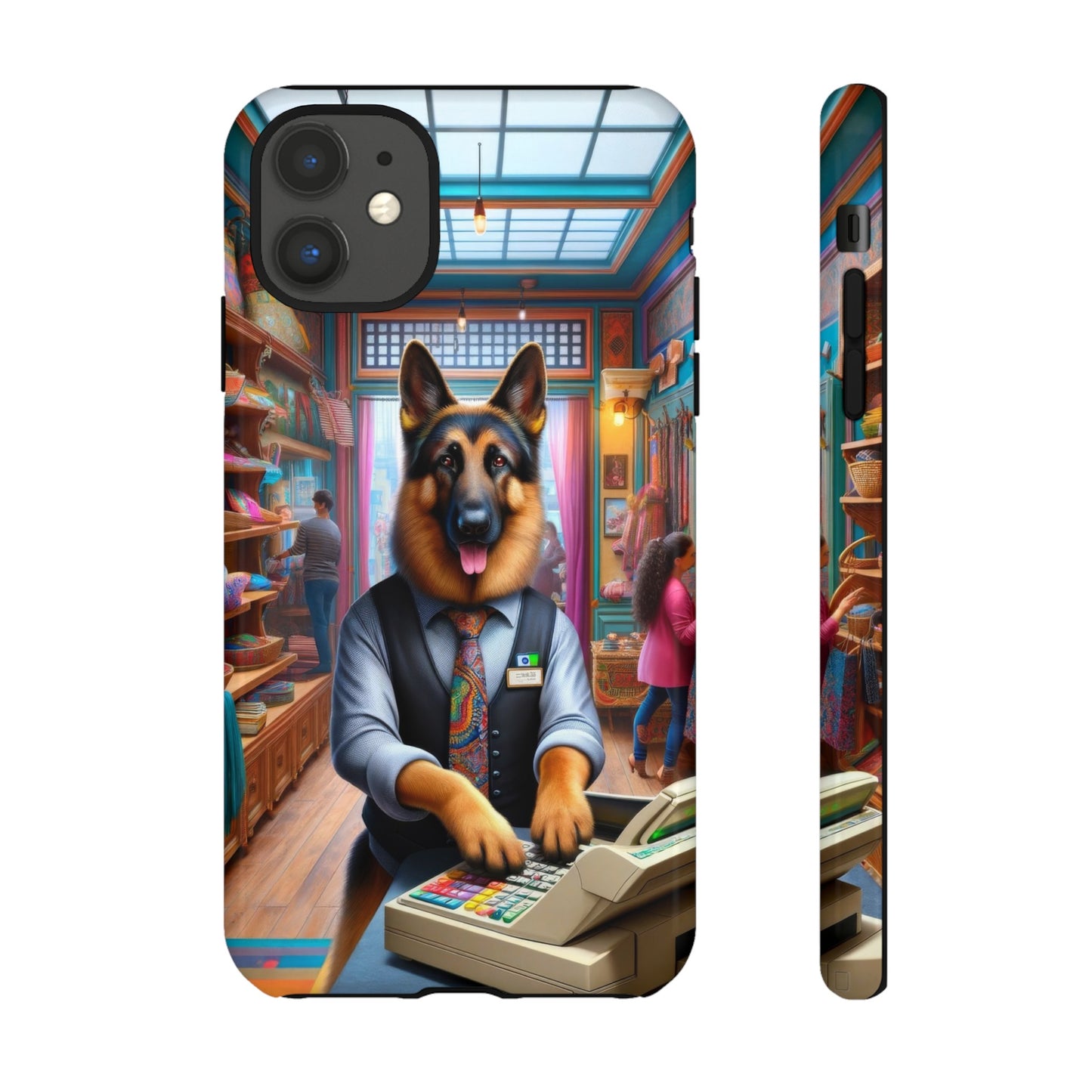 German Shepherd Operating a Cash Register Phone Case