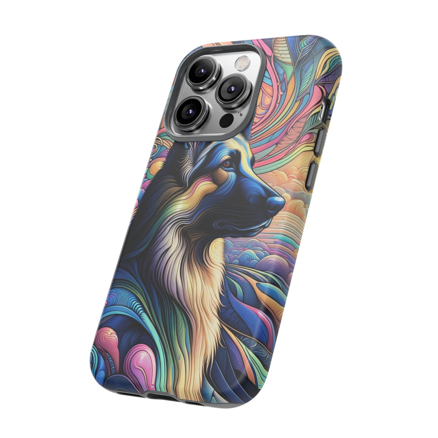 Art nouveau and vaporwave German Shepherd Phone Case