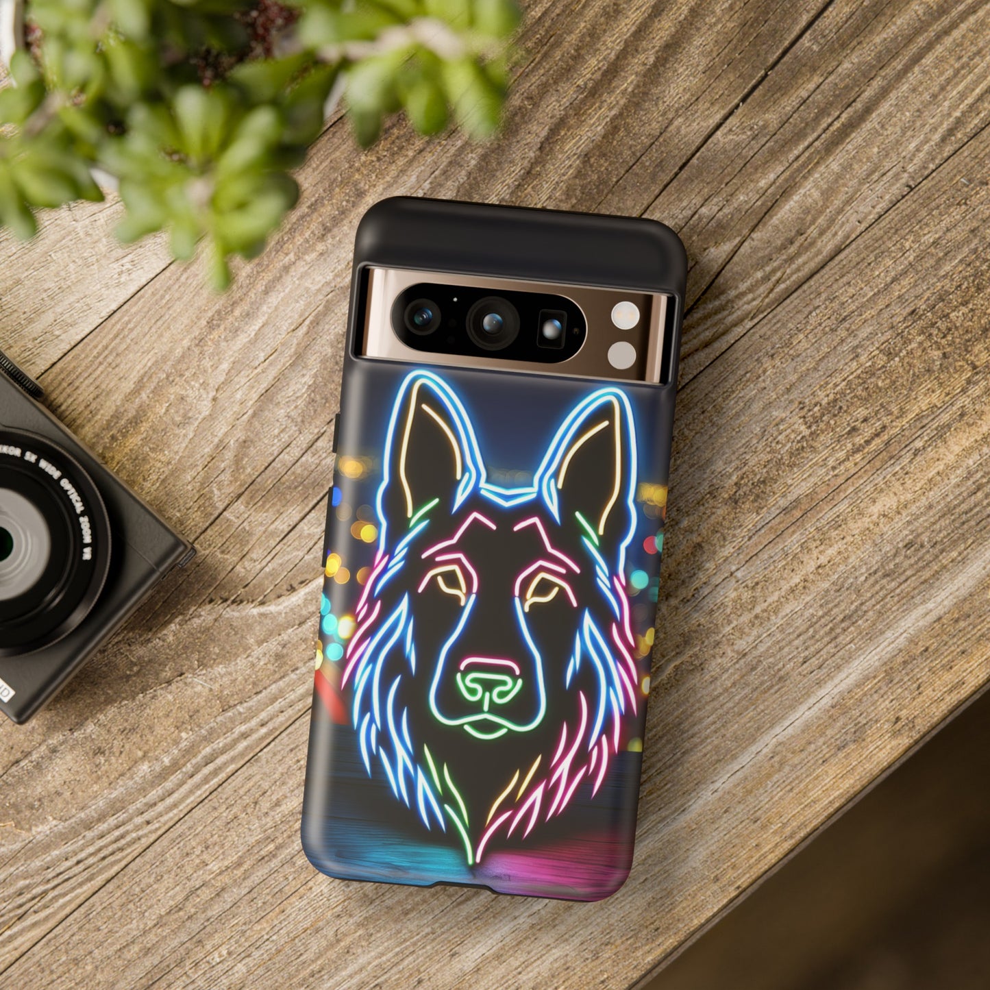 German Shepherd Neon Light Phone Case