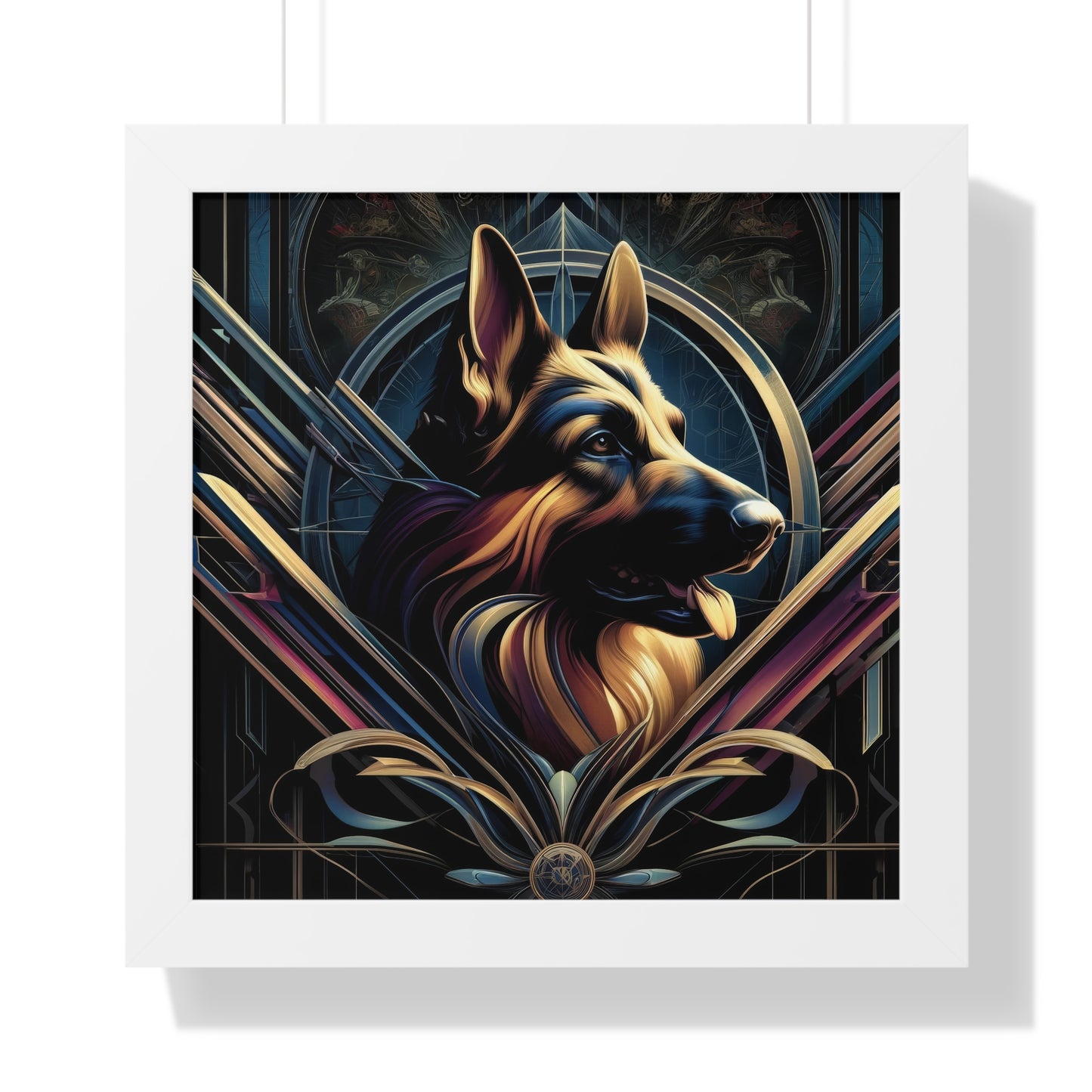 Gothic inspired German Shepherd Framed Poster Painting 16x16