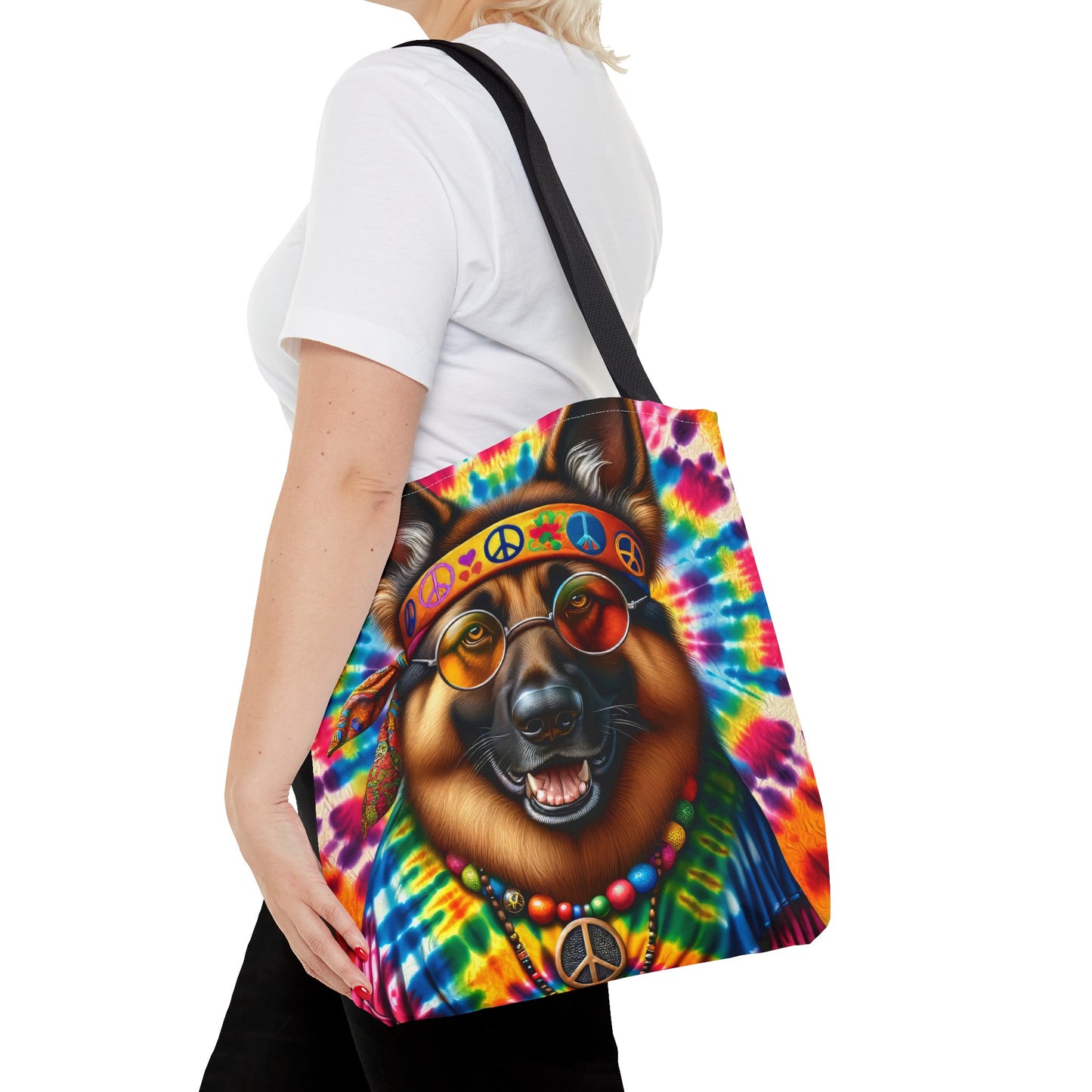 Hippie German Shepherd Tote Bag