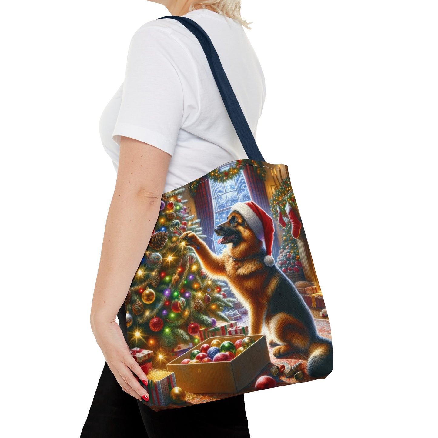 German Shepherd Christmas Tree Tote Bag