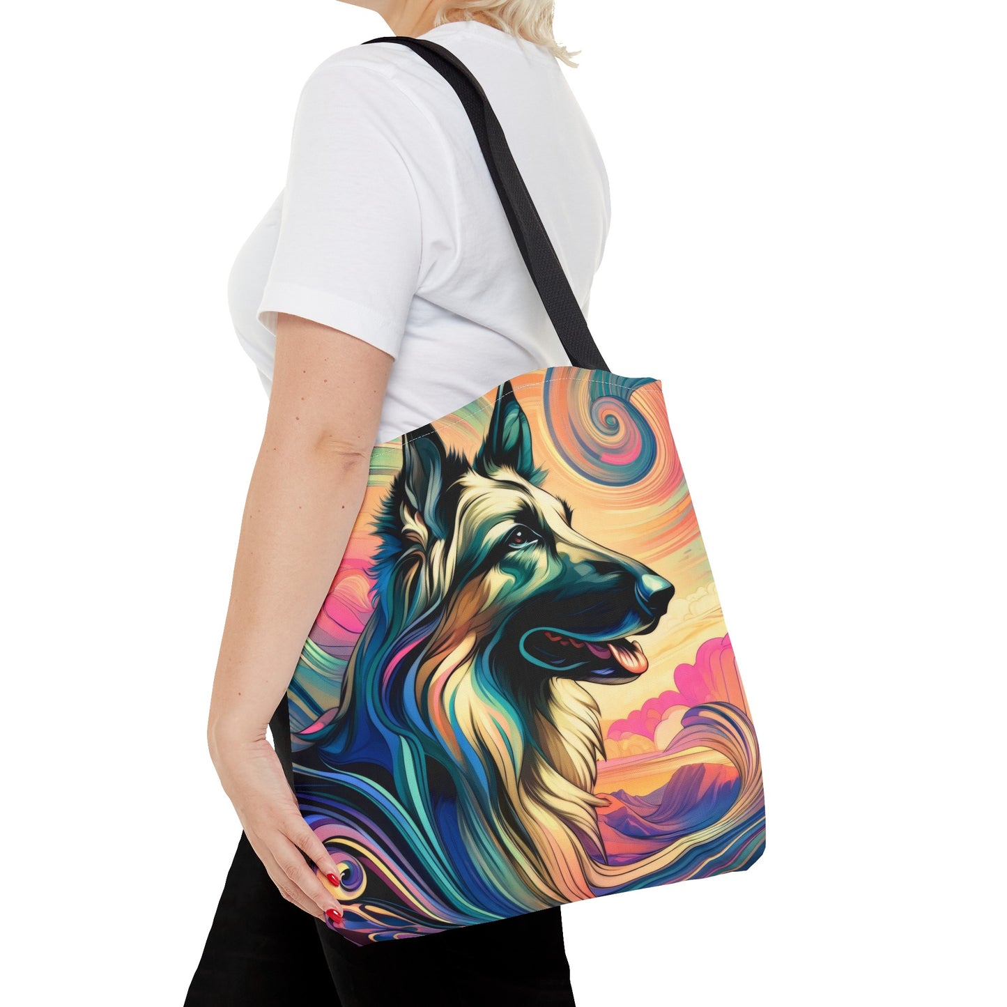 Art nouveau and vaporwave German Shepherd Tote Bag