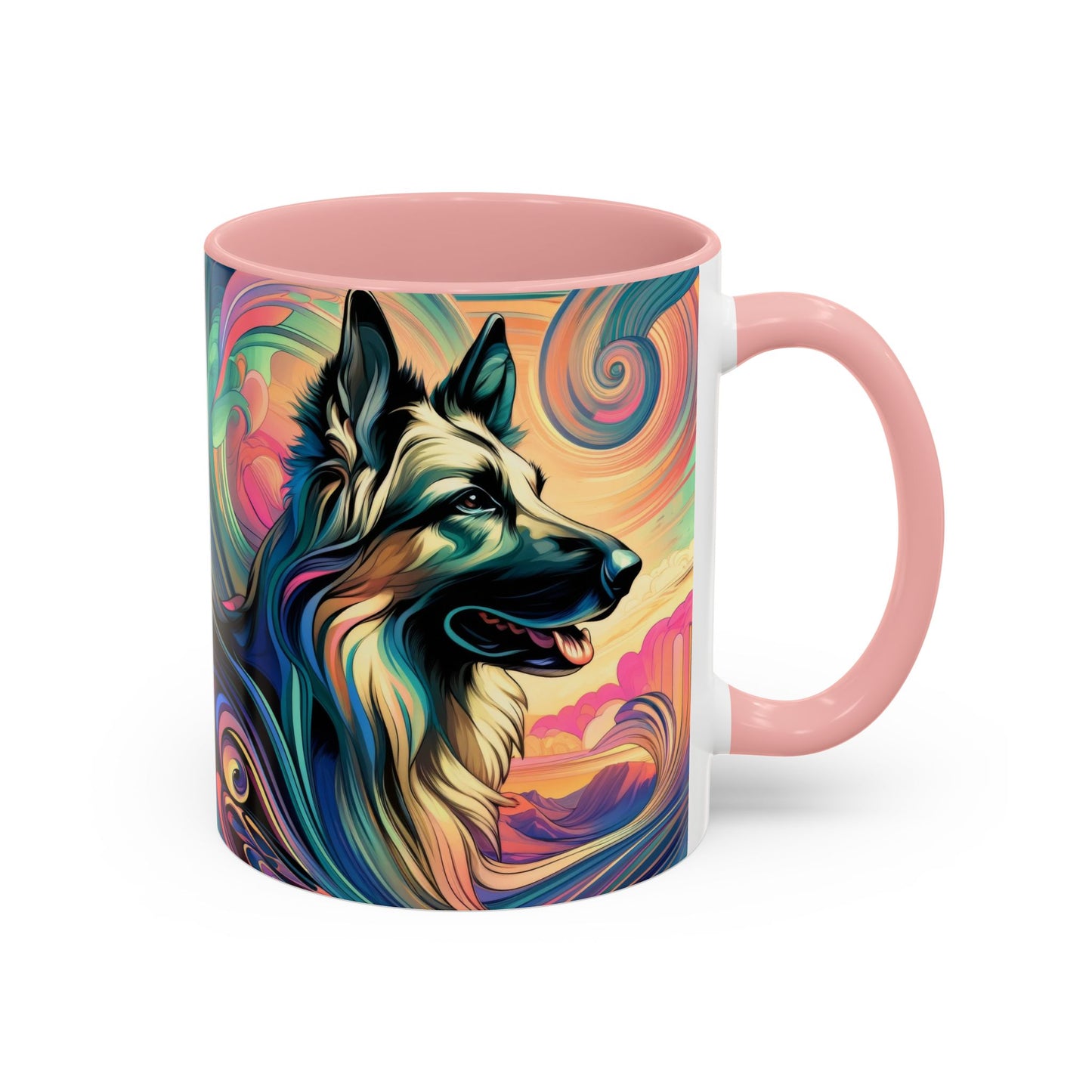 Art nouveau and vaporwave German Shepherd Coffee Mug