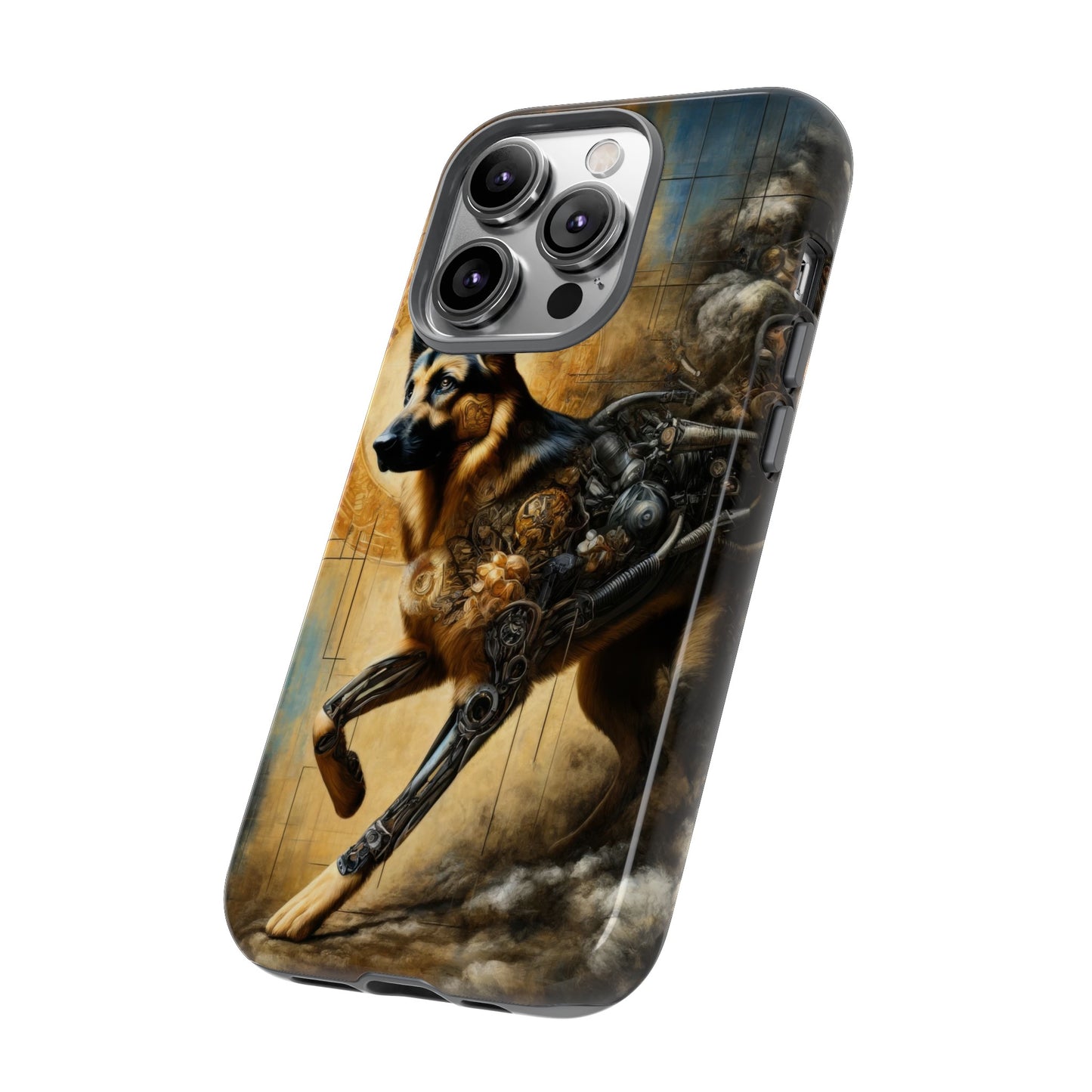 Byzantine, charcoal, and cybernetic German Shepherd Phone Case