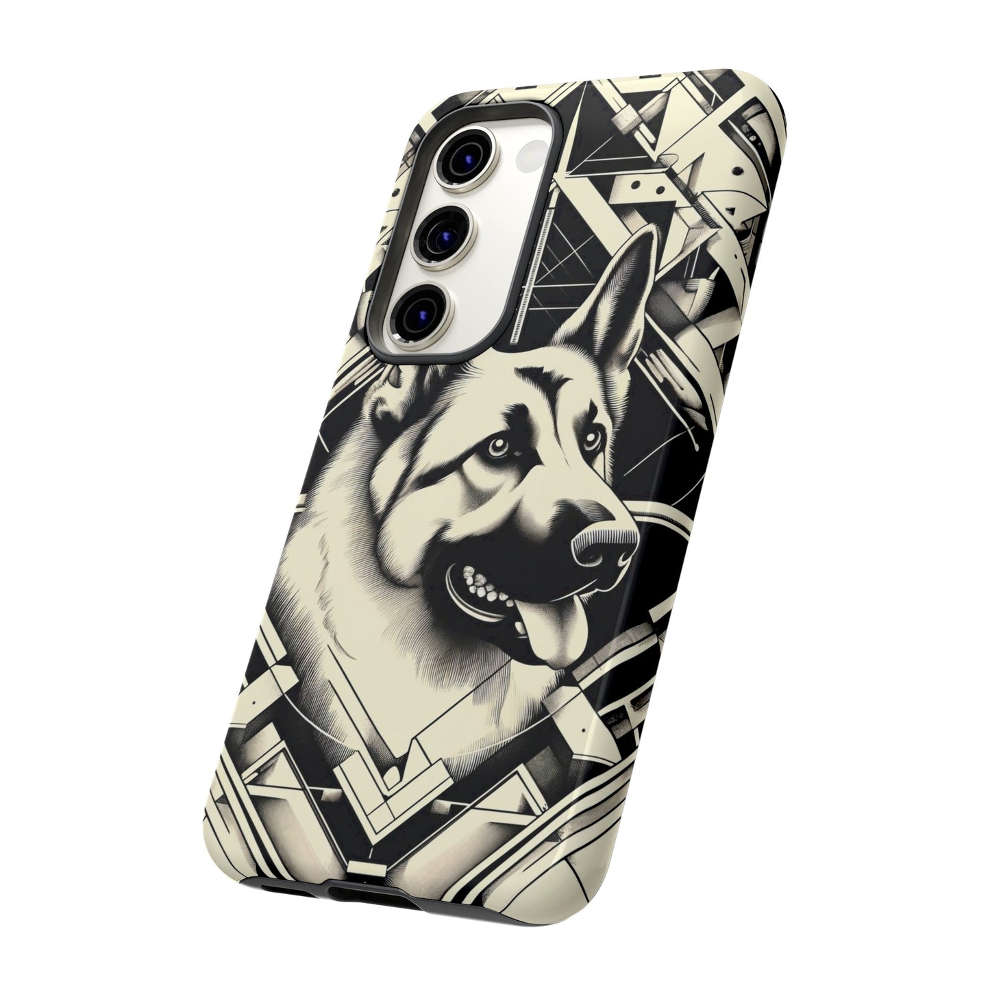 Constructivism and etching style German Shepherd Phone Case