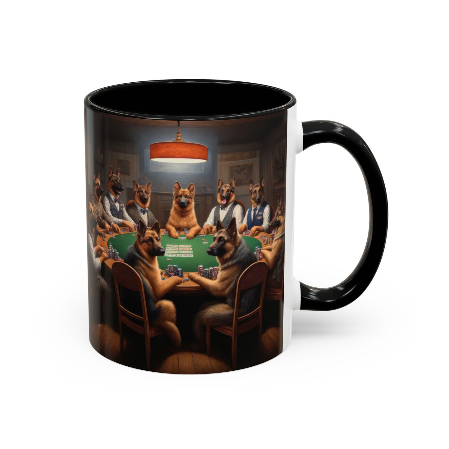 German Shepherds Playing Poker Accent Coffee Mug, 11oz