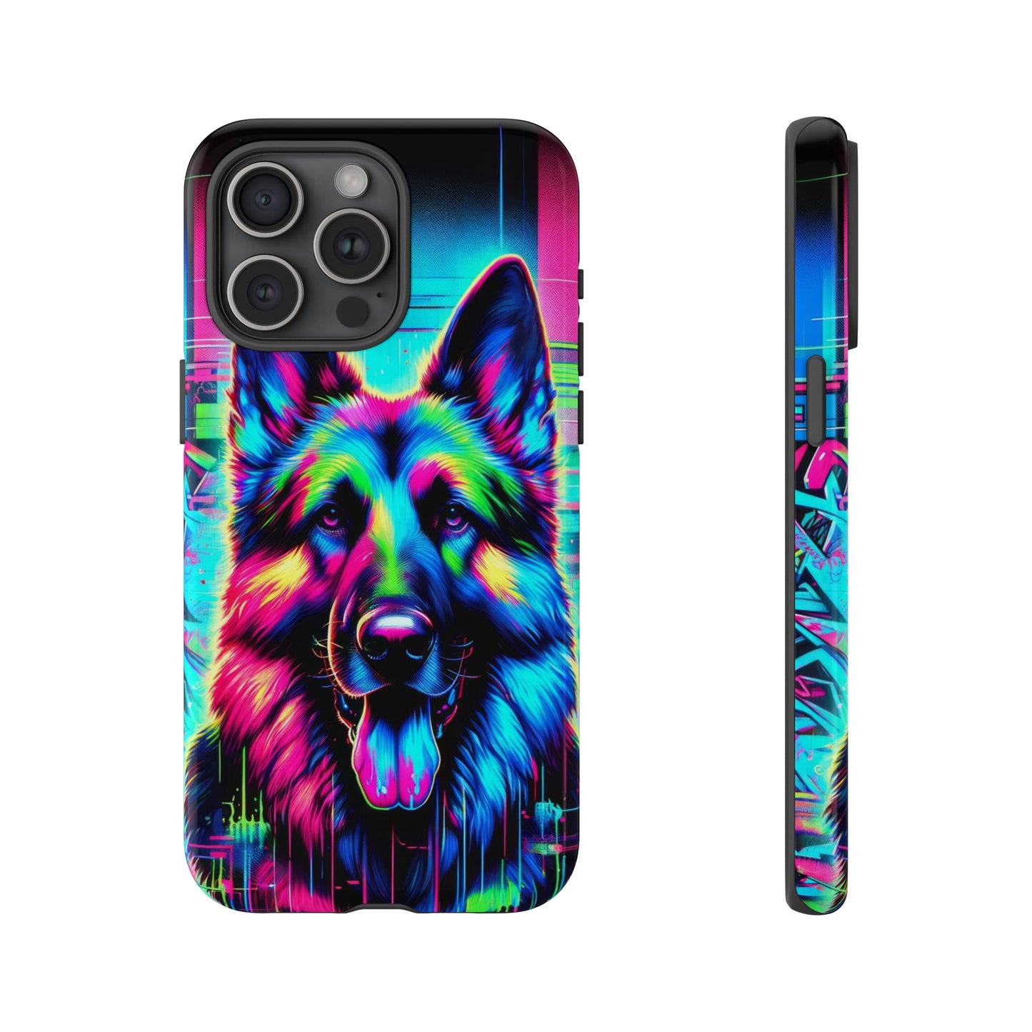 Neon graffiti German Shepherd Phone Case