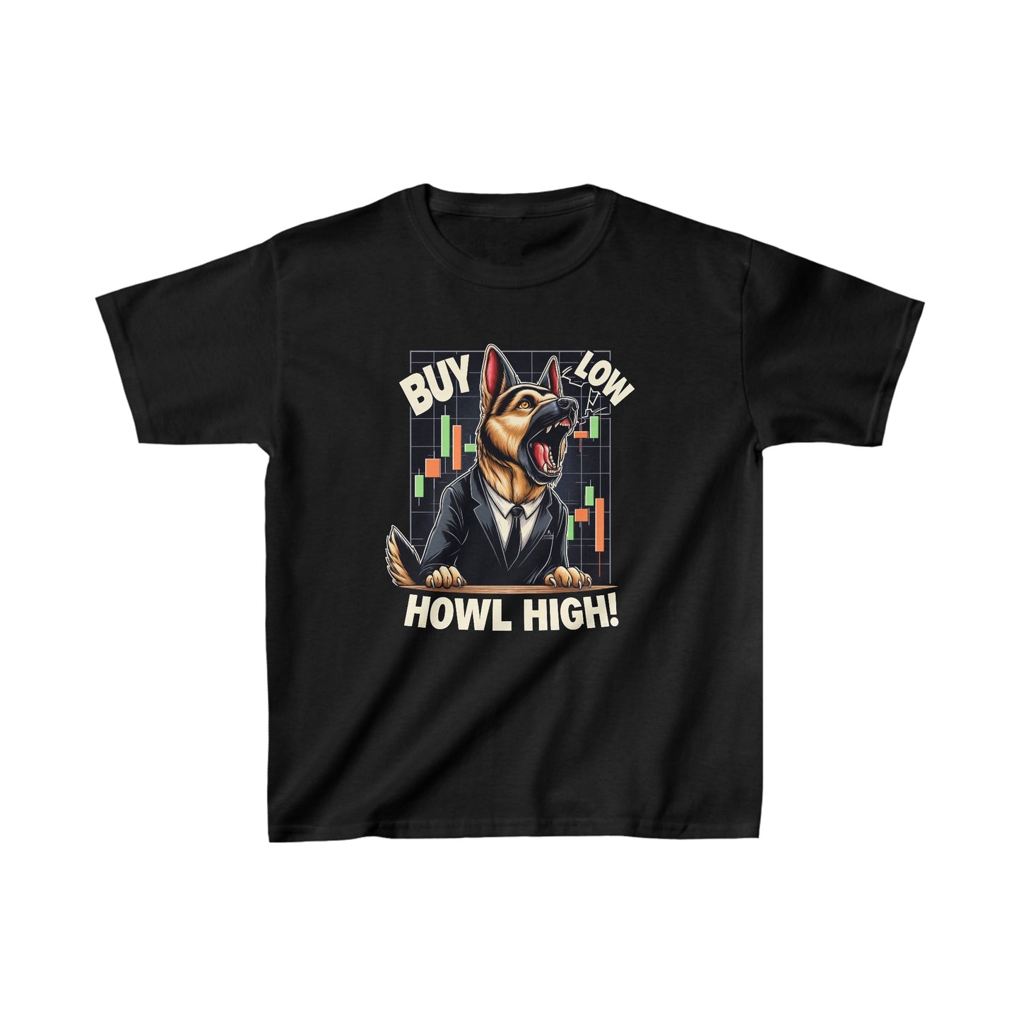 Buy Low.  Howl High! Kids Size T-Shirt (Multi colors) (German Shepherd)