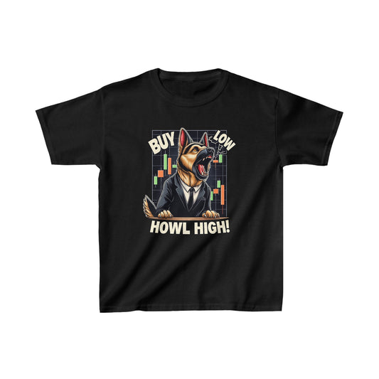 Buy Low.  Howl High! Kids Size T-Shirt (Multi colors) (German Shepherd)