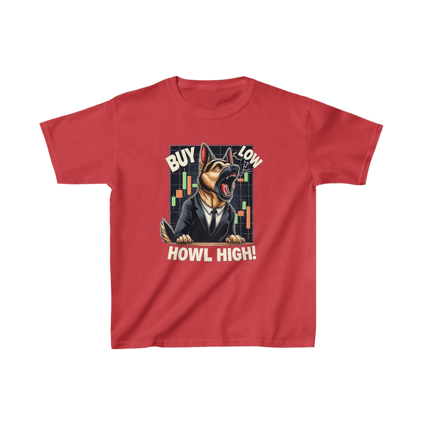 Buy Low.  Howl High! Kids Size T-Shirt (Multi colors) (German Shepherd)