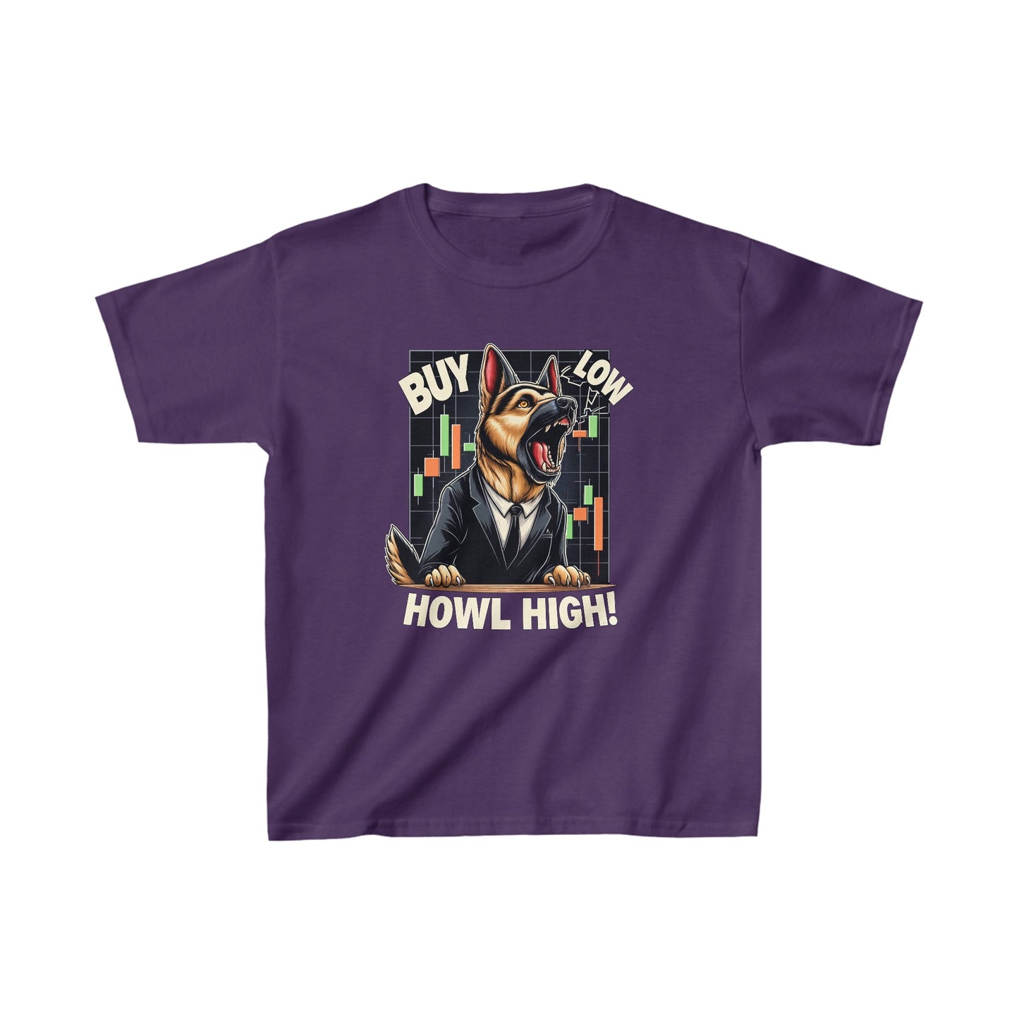 Buy Low.  Howl High! Kids Size T-Shirt (Multi colors) (German Shepherd)