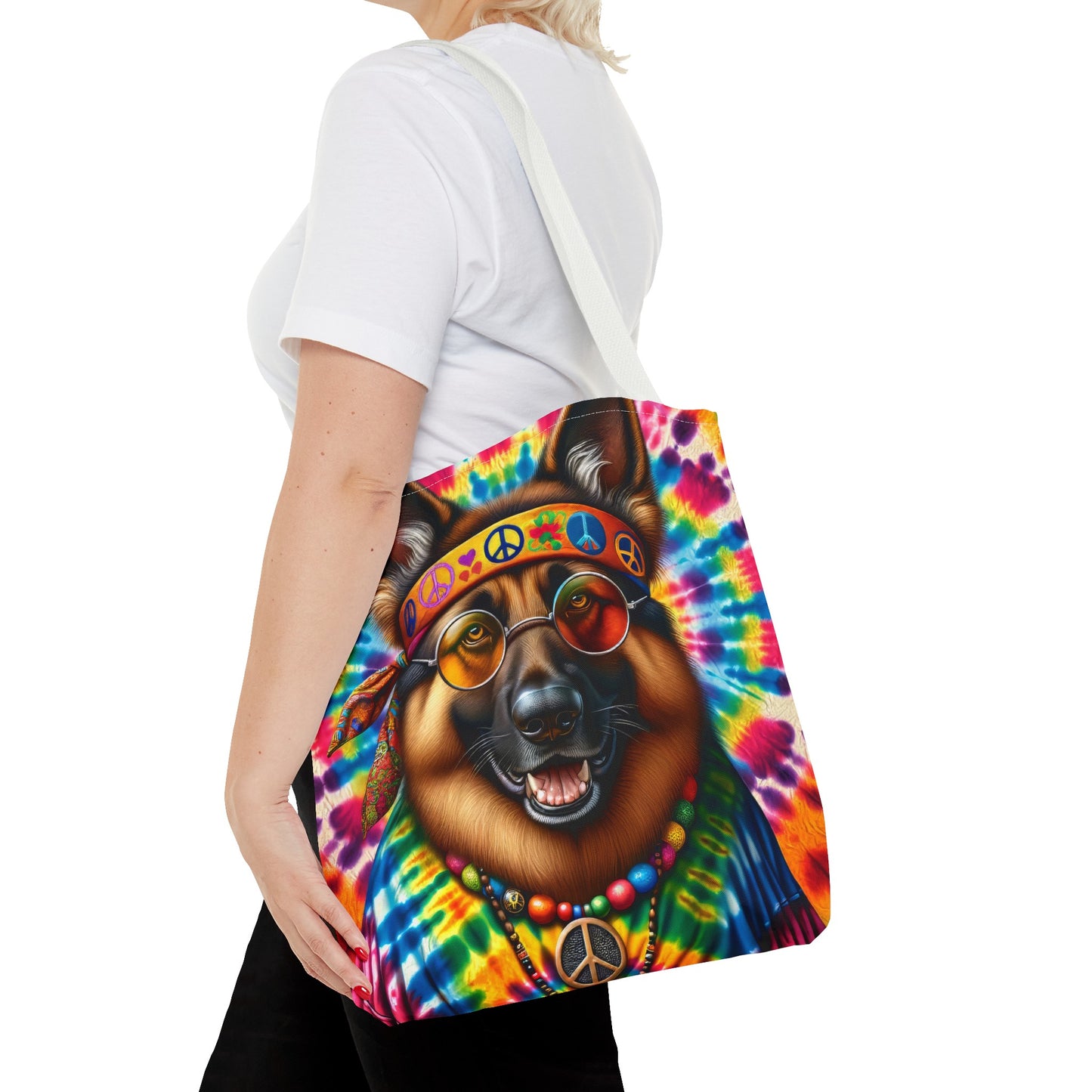 Hippie German Shepherd Tote Bag