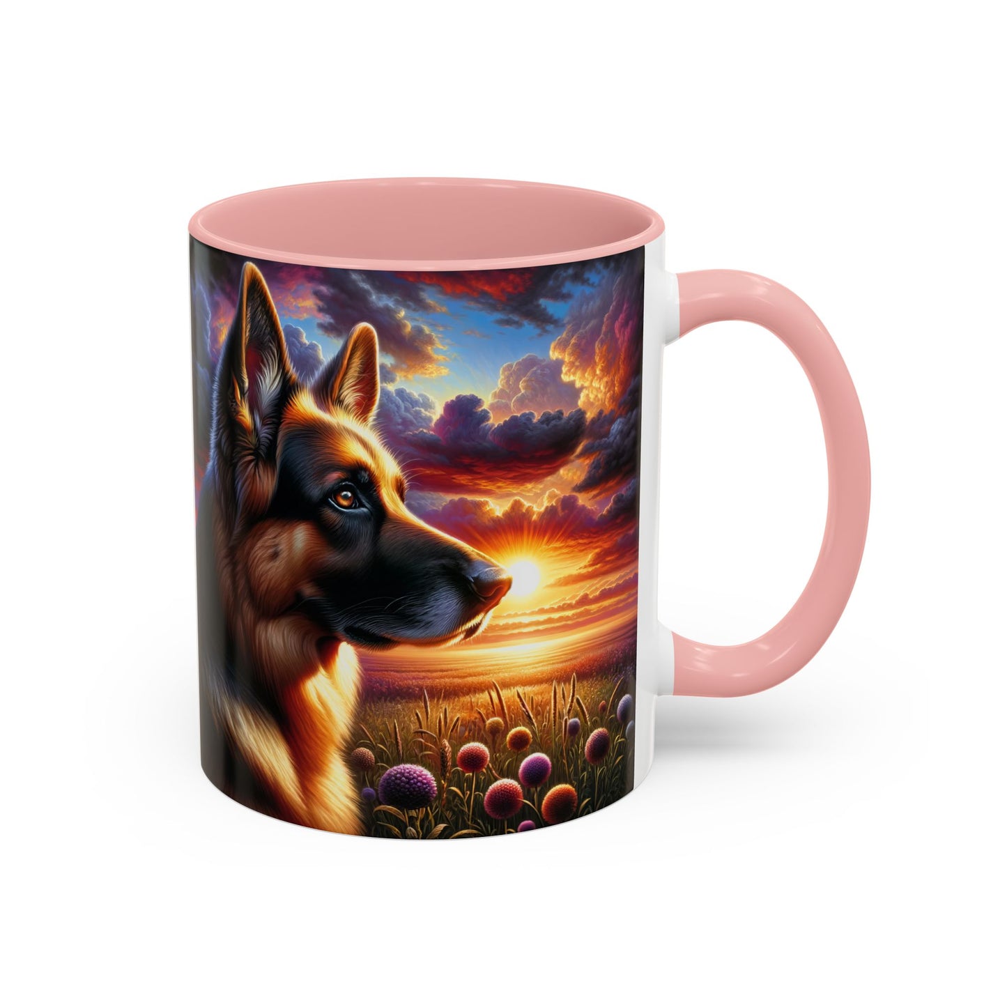 German Shepherd Watching a Sunset Coffee Mug