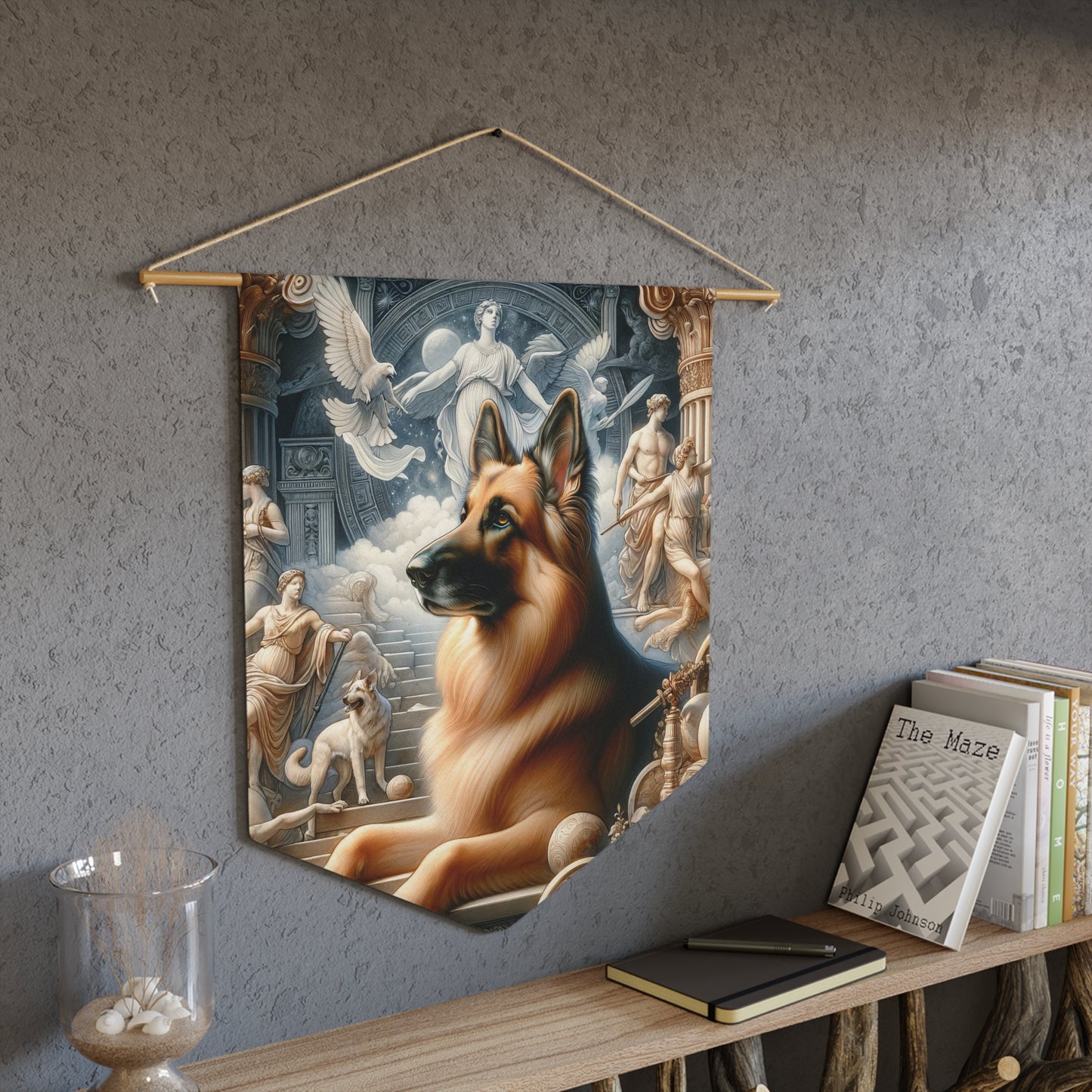 Neo-classicism and dreamy fantasy German Shepherd Pennant