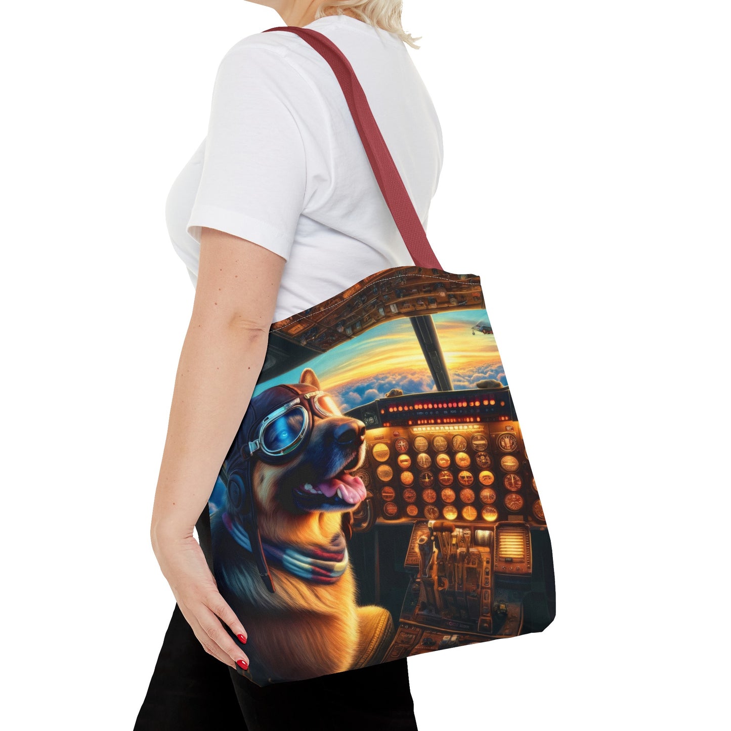 German Shepherd Flying an Airplane Tote Bag