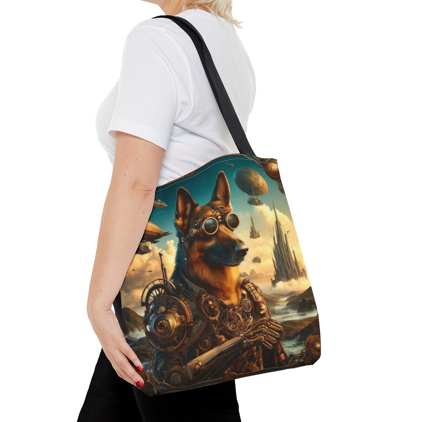 Steampunk Fantasy German Shepherd Tote Bag