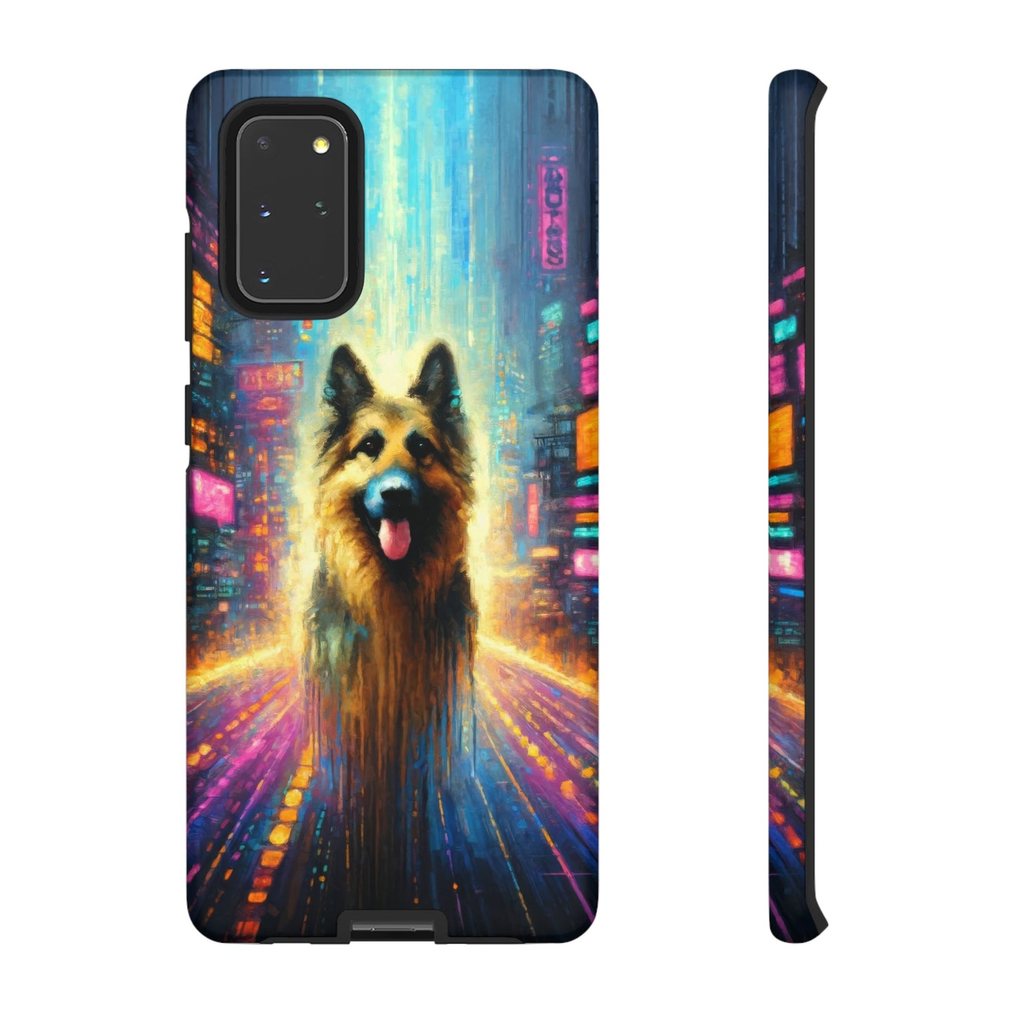 Impressionism meets cyberpunk German Shepherd Phone Case